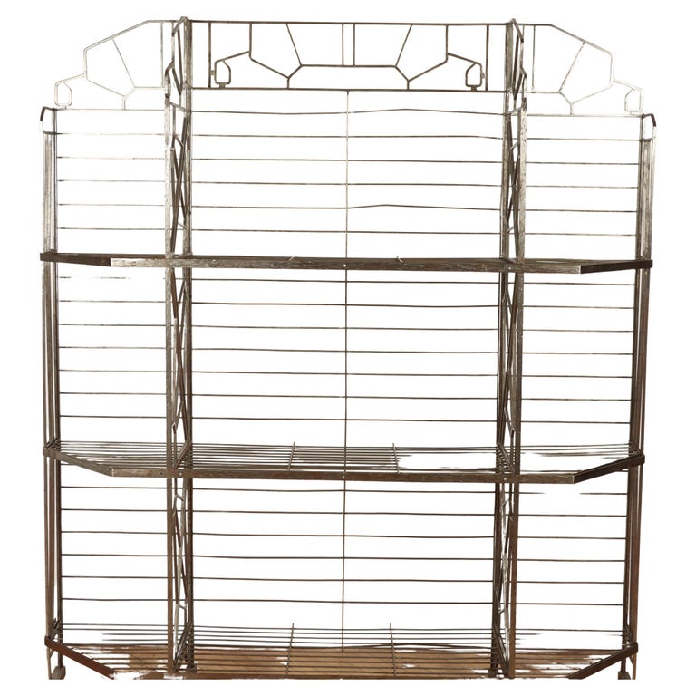 Nickel over Iron Art Deco Bakers Rack with Glass Shelves, French, C 1930  For Sale at 1stDibs