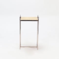 Nickel over Iron Drink Table with Parchment Tops, Contemporary