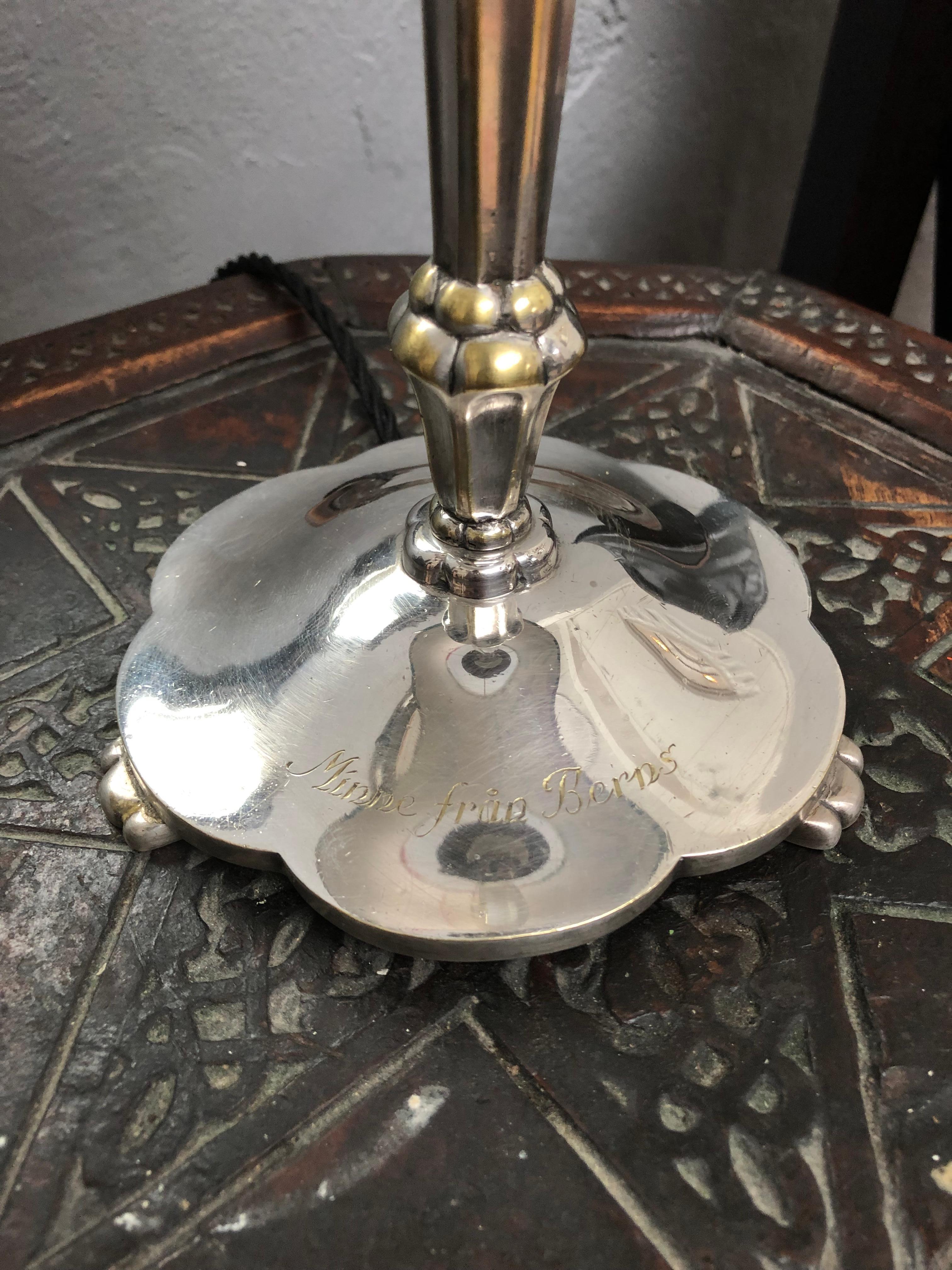 Hand-Crafted Nickel Plated Silver Art Deco Table Lamp from the 1930s For Sale