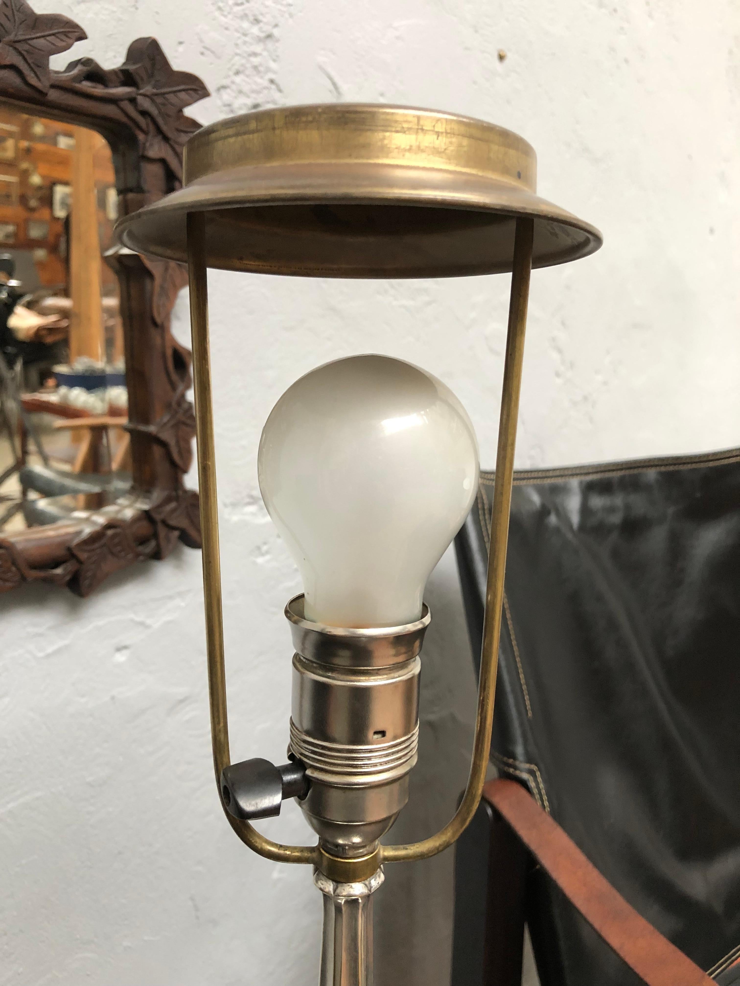 Brass Nickel Plated Silver Art Deco Table Lamp from the 1930s For Sale
