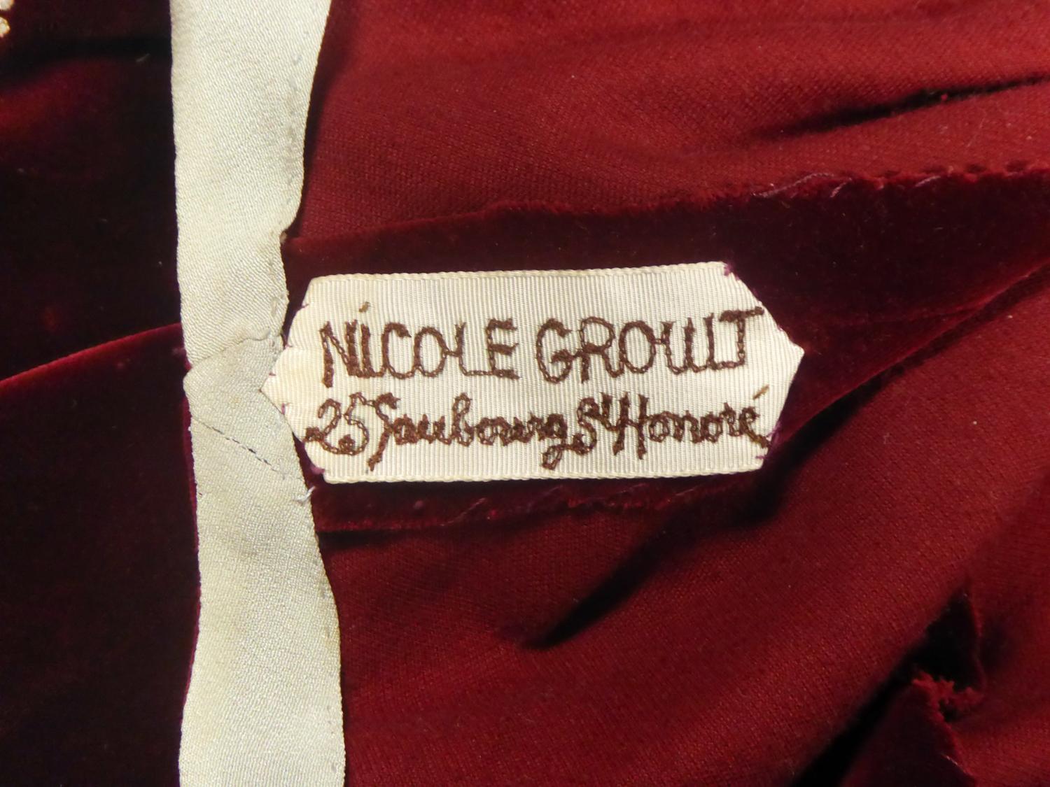 A Nicole Groult / Paul Poiret Evening Dress in Velvet and Rhinestones Circa 1935 For Sale 7