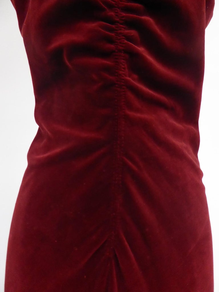 strapless open back dress Vintage Monsoon Red Corduroy Dress