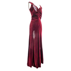 A Nicole Groult / Paul Poiret Evening Dress in Velvet and Rhinestones Circa 1935