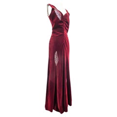 A Nicole Groult / Paul Poiret Evening Dress in Velvet and Rhinestones Circa 1935
