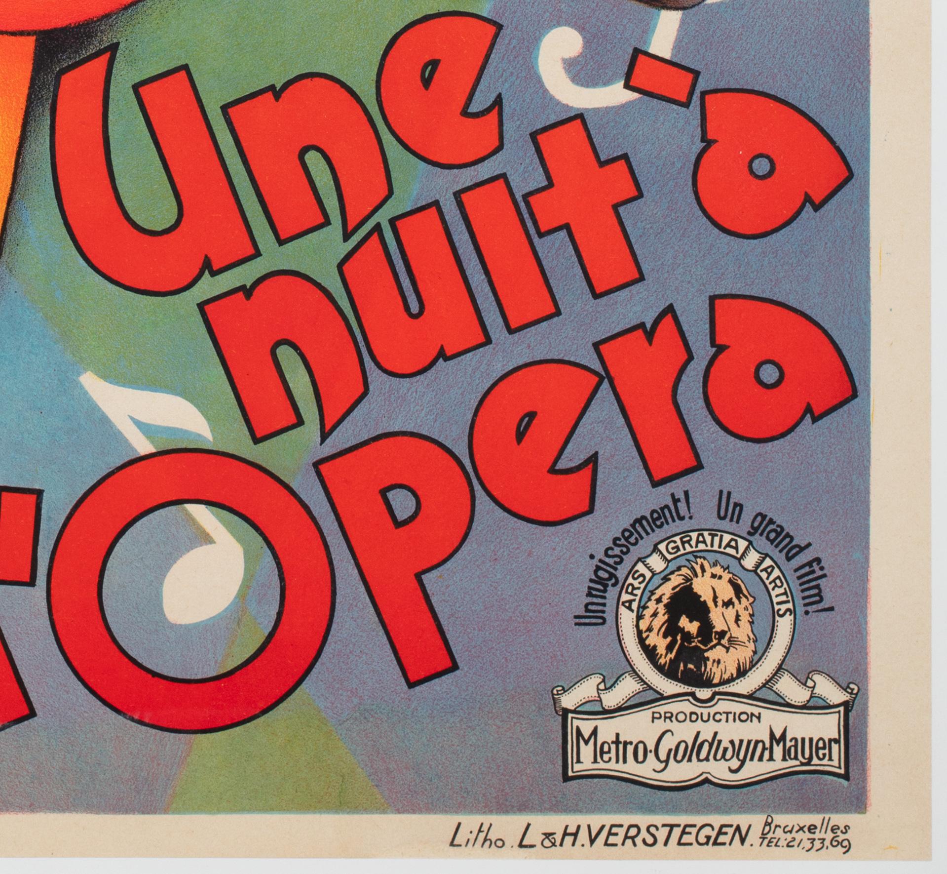 UNA NOCHE EN LA ÓPERA  1936 Película belga Cartel de cine Hermanos Marx en venta 1