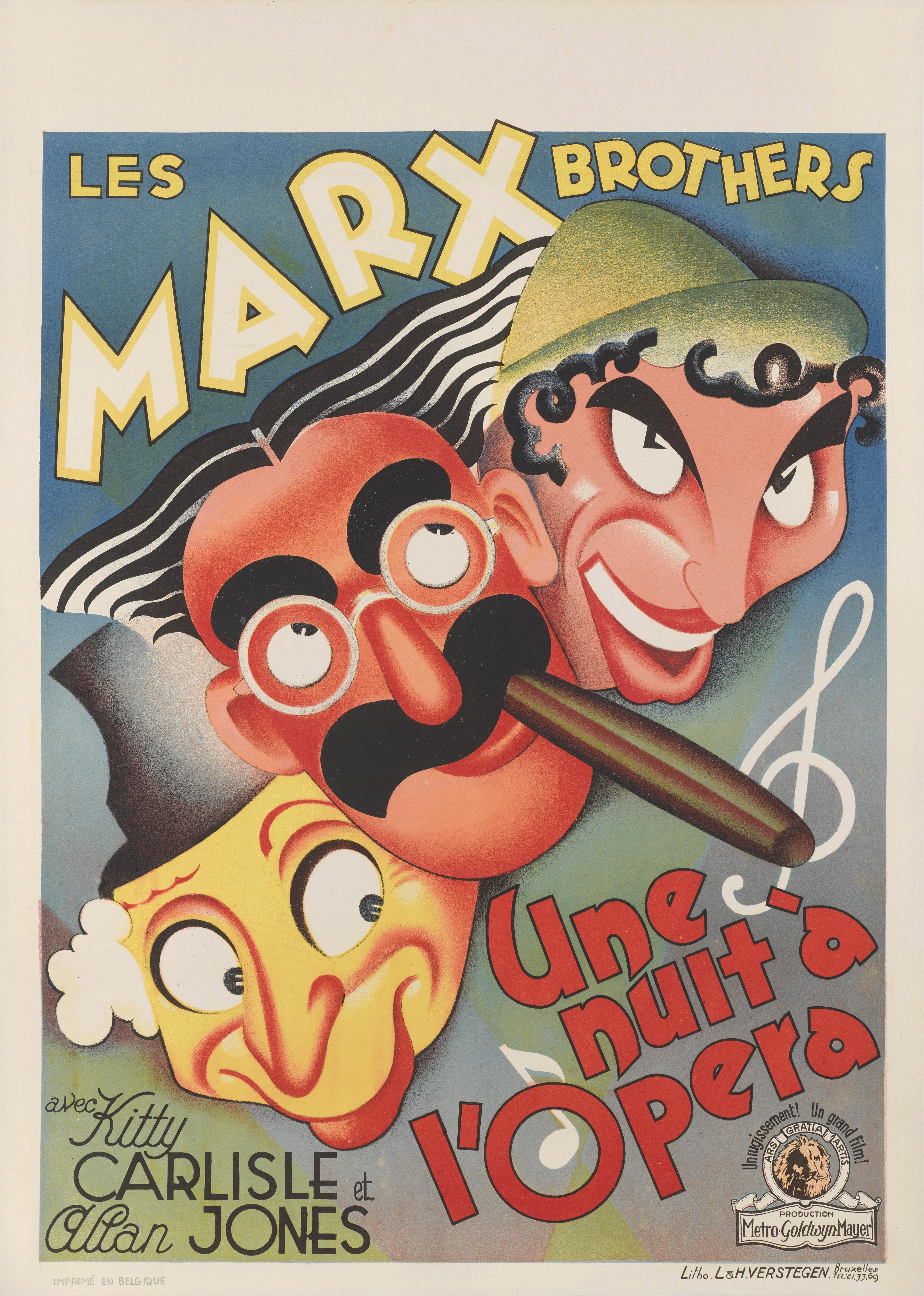 Original (1935) film posters. Belgian posters were printed on this larger paper stock up to World War II, during the war and afterwards posters were only printed in a smaller size. This is most definitely one of the most visually stunning Marx