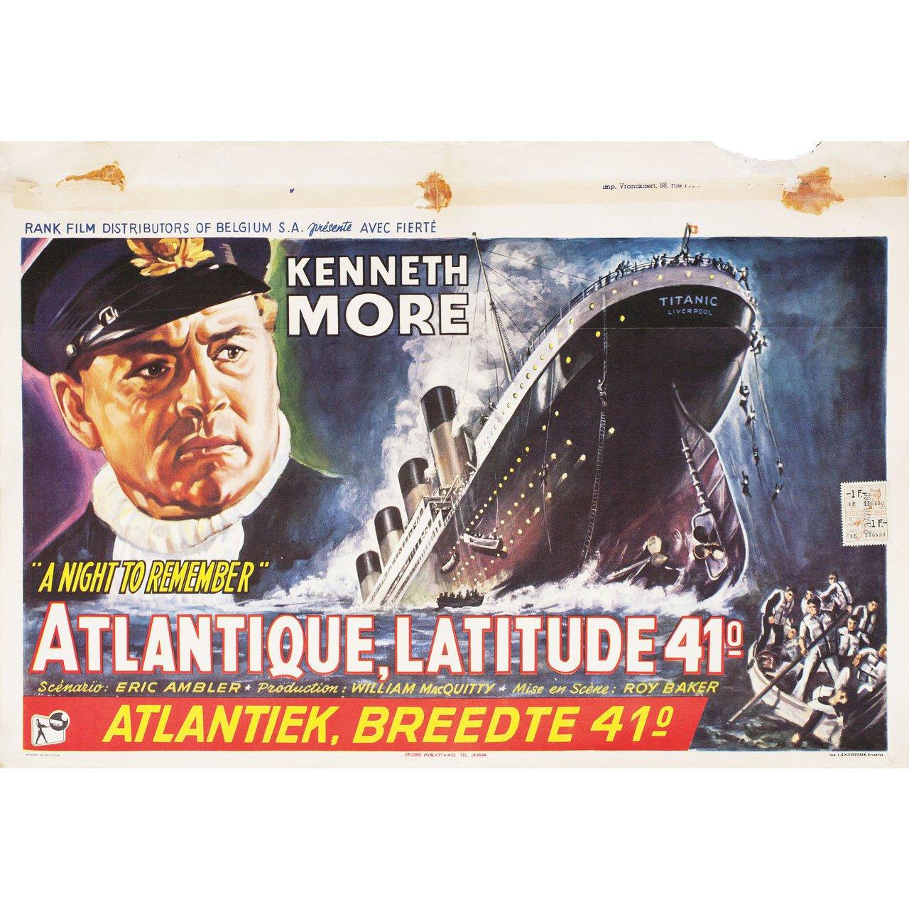 A Night to Remember 1958 Belgian Film Poster For Sale