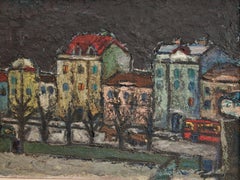 "A night view from Kalemegdan" oil on hardboard by Branislava Modelska-Jovanovic