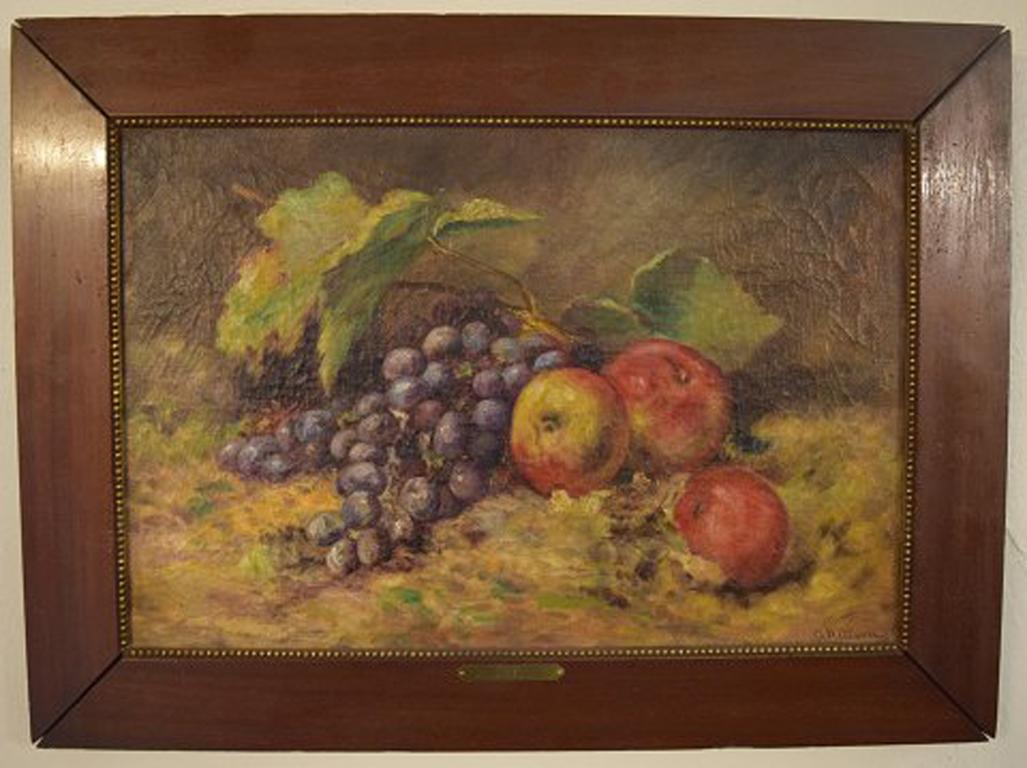 A. Nilsson Sweden: Still life with fruits. Oil on canvas.
Signed: A. Nilsson.
Measures: 41 cm x 36 cm. The frame measures: 6.5 cm.
In very good condition.