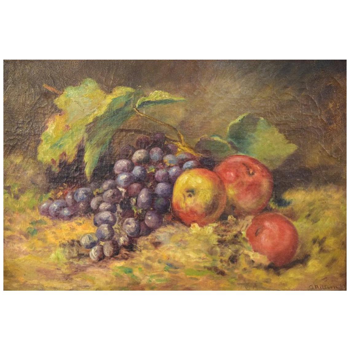 A. Nilsson Sweden, Still Life with Fruits, Oil on Canvas