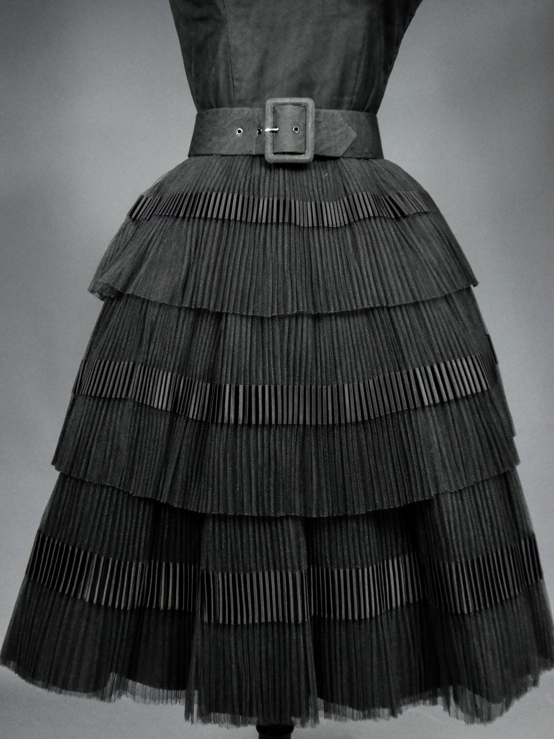 Women's A Nina Ricci Couture Cocktail Dress in Embossed Tulle and Ribbon Circa 1958/1962