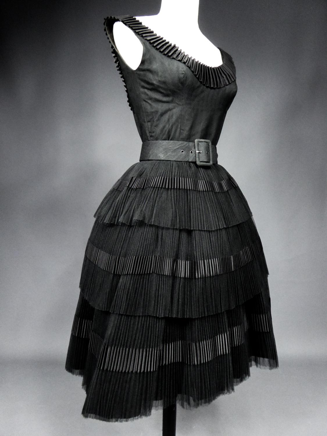 A Nina Ricci Couture Cocktail Dress in Embossed Tulle and Ribbon Circa 1958/1962 2
