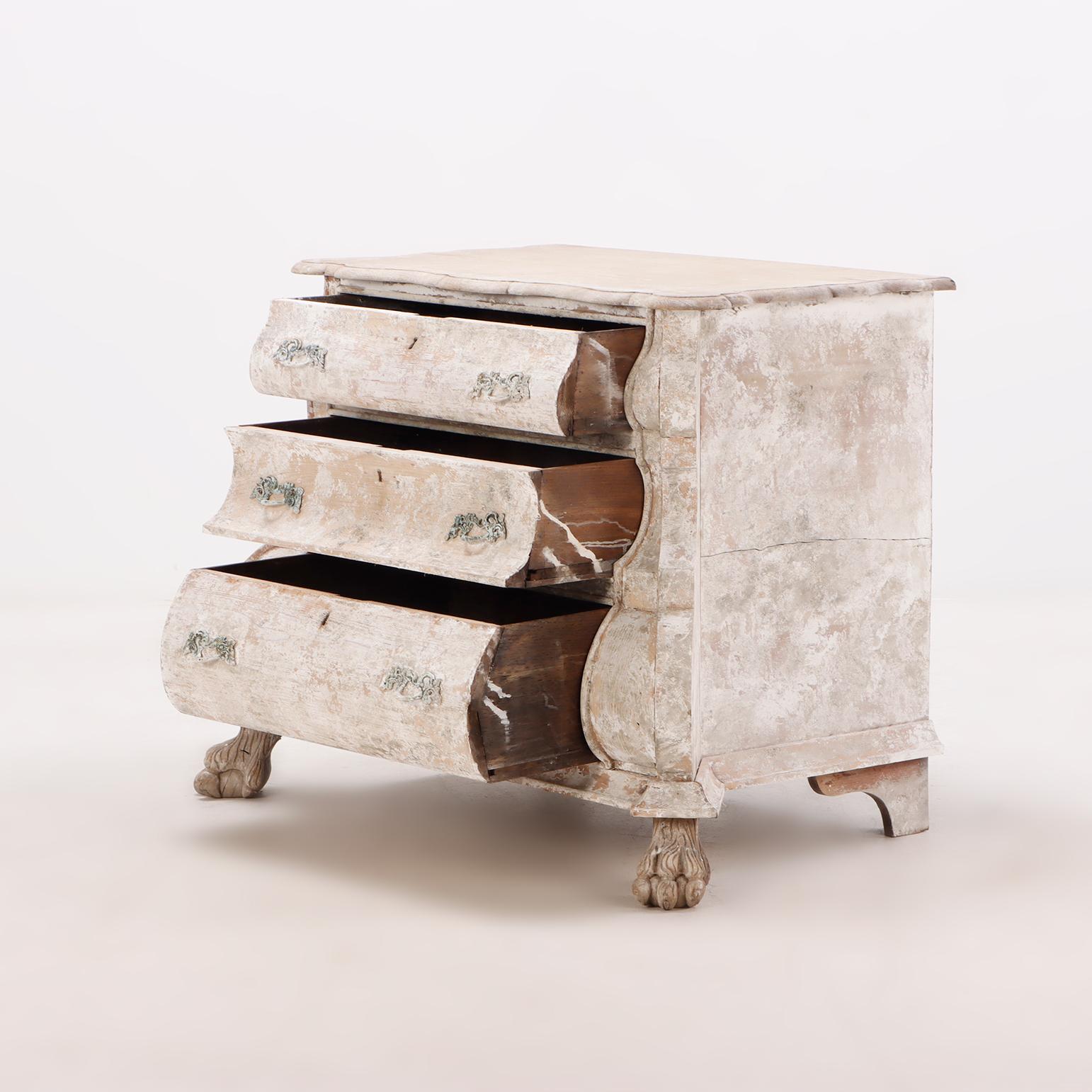 Bleached A Nineteenth Century Dutch bombay three drawer commode in bleached finish. For Sale