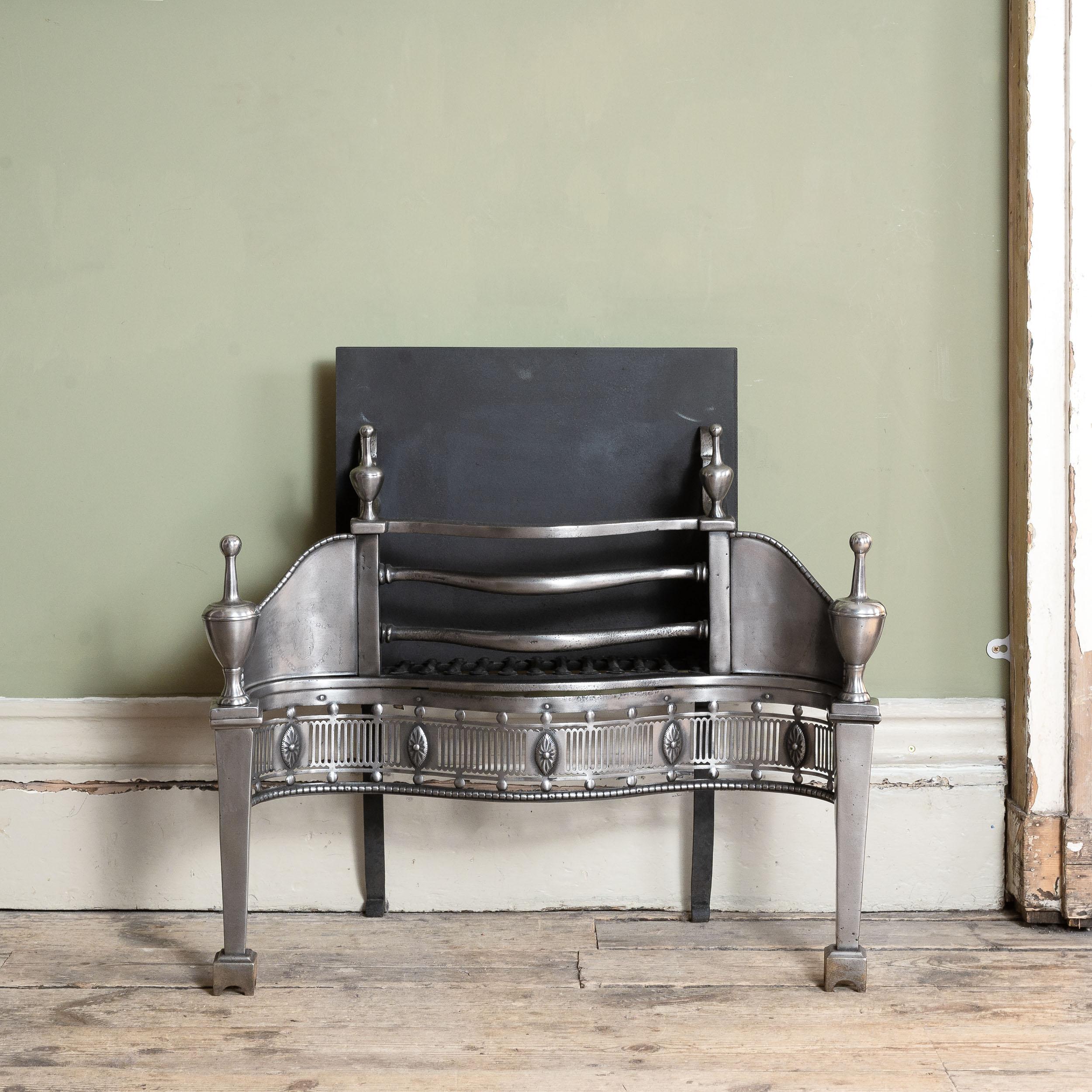 A Nineteenth Century Engraved Steel and Iron Fire Grate For Sale 4
