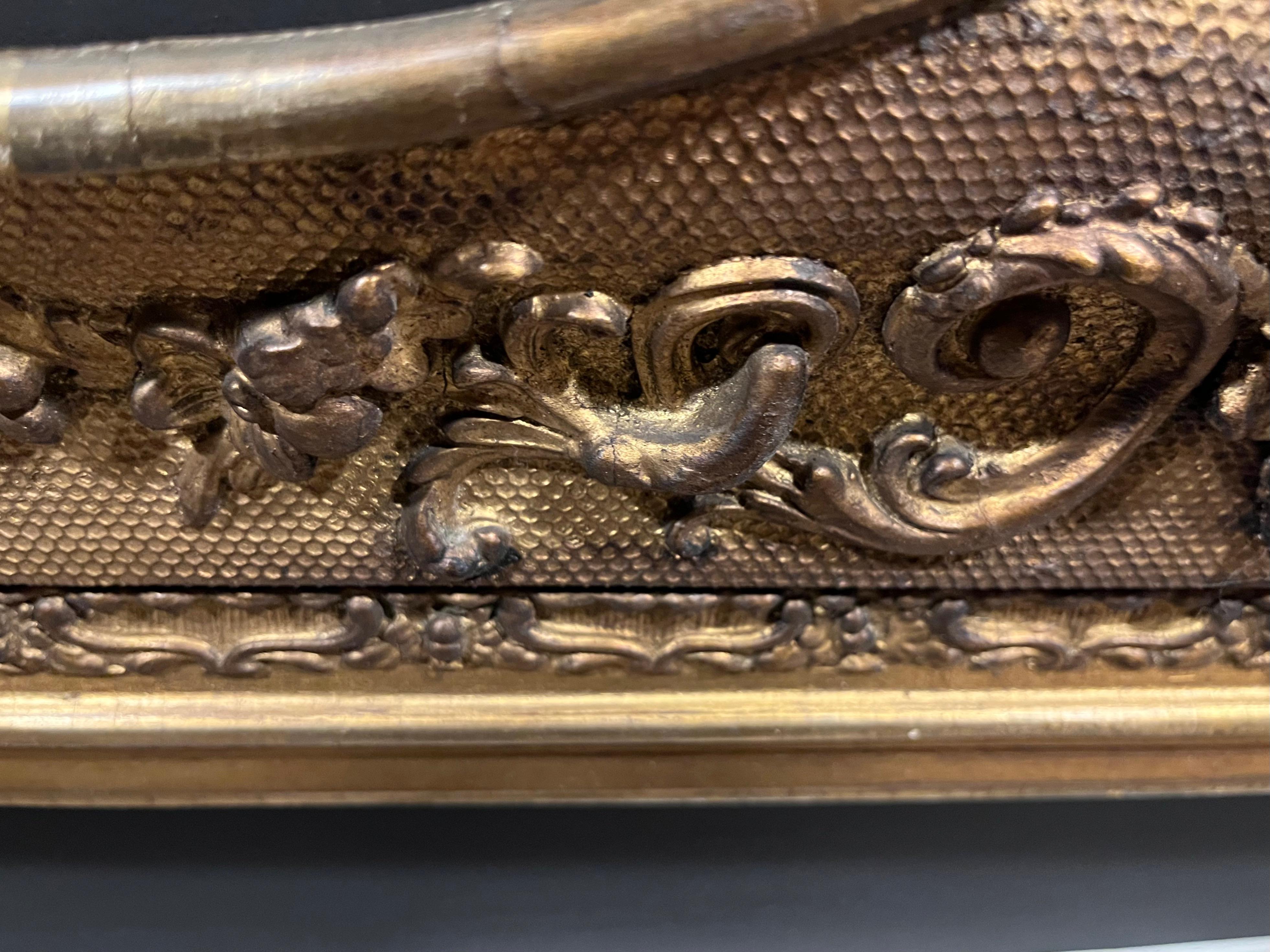 Neoclassical Nineteenth Century European Gilt Wood Frame, Having Festoons and C Scrolls For Sale