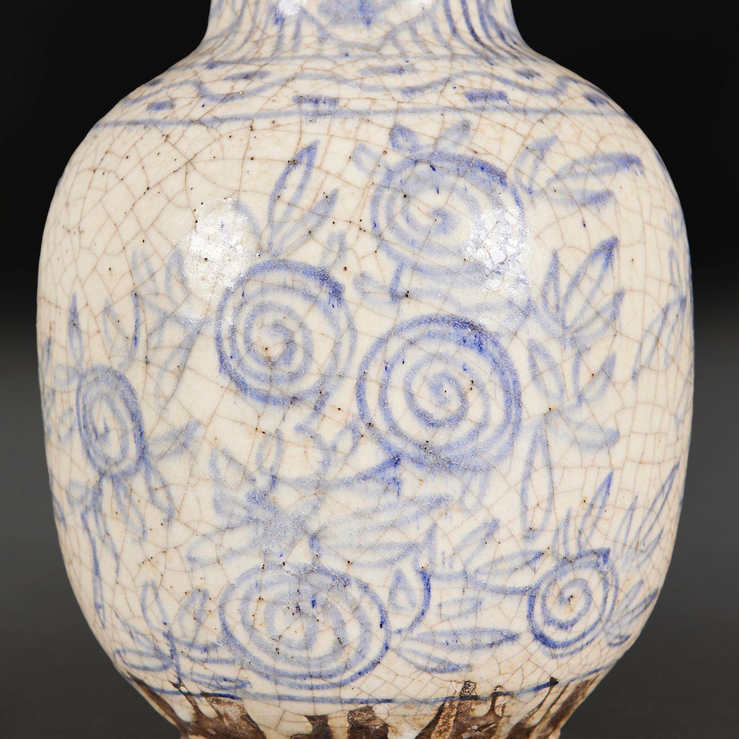 Persische Vase aus dem neunzehnten Jahrhundert, jetzt als Lampe (Glasiert)