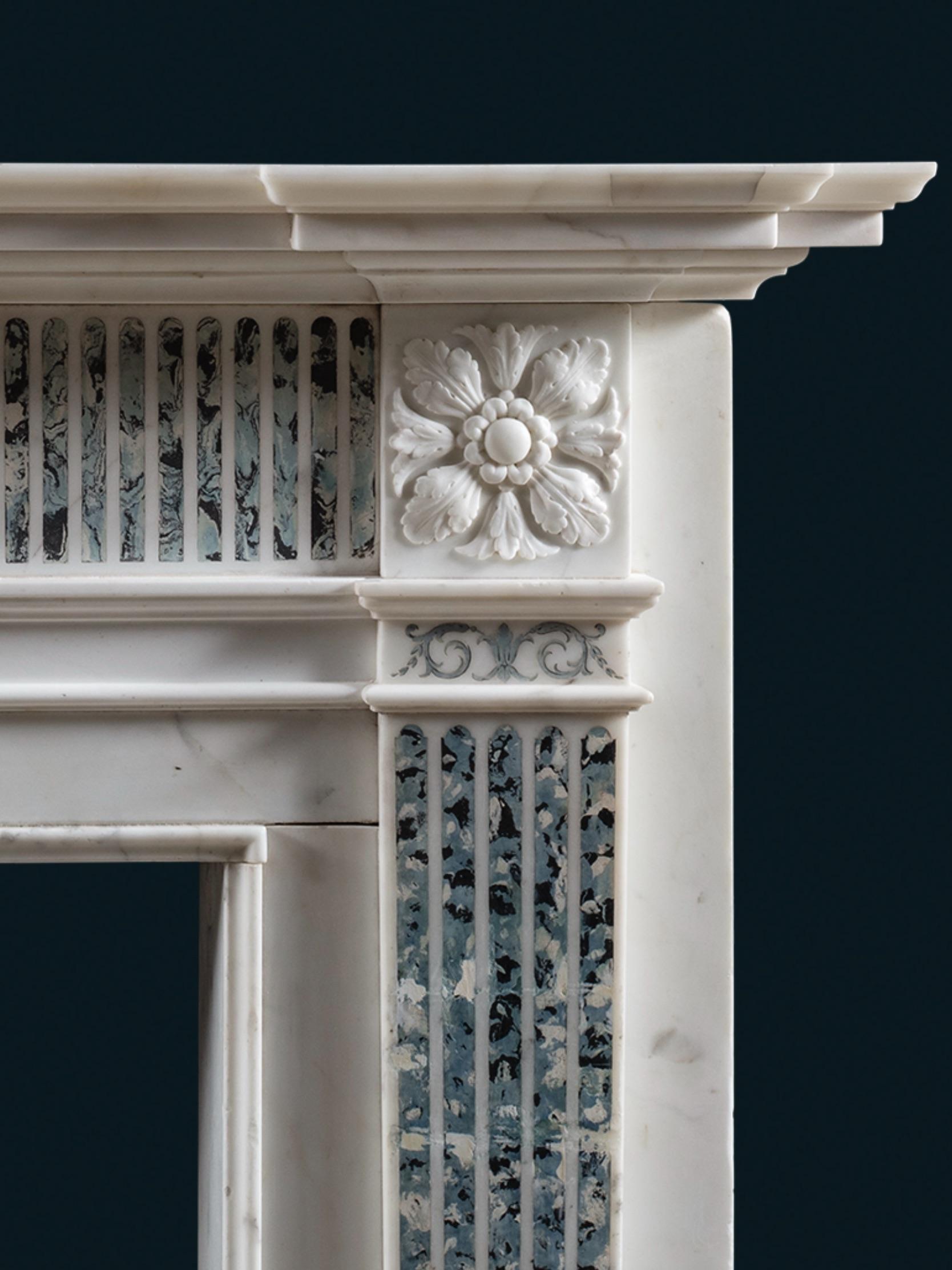 English A Nineteenth Century Scagliola Inlaid Chimneypiece of Good Proportions For Sale