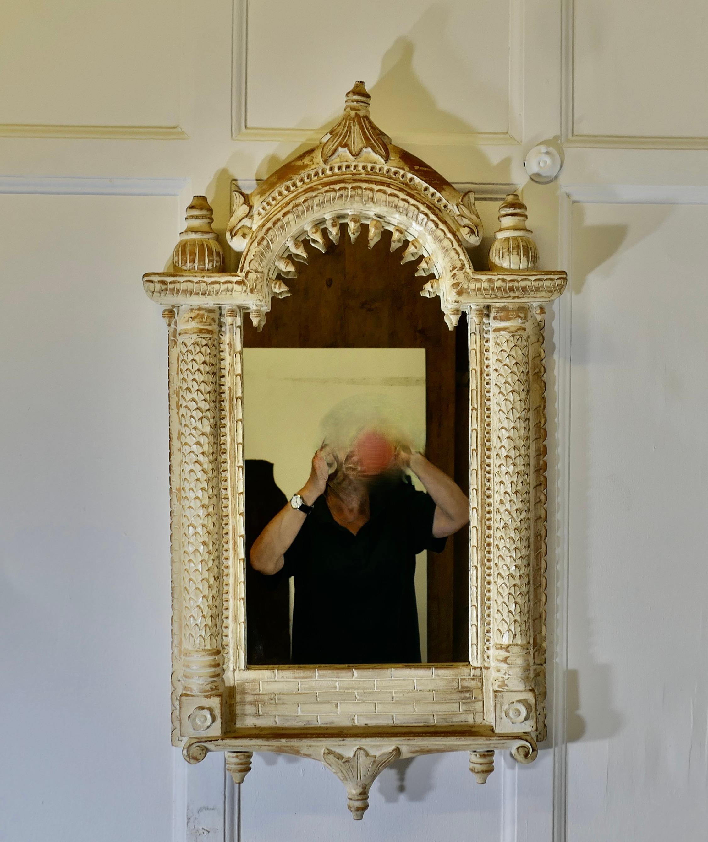 Islamic A North African Painted Tall Arched Wall Mirror  A lovely piece