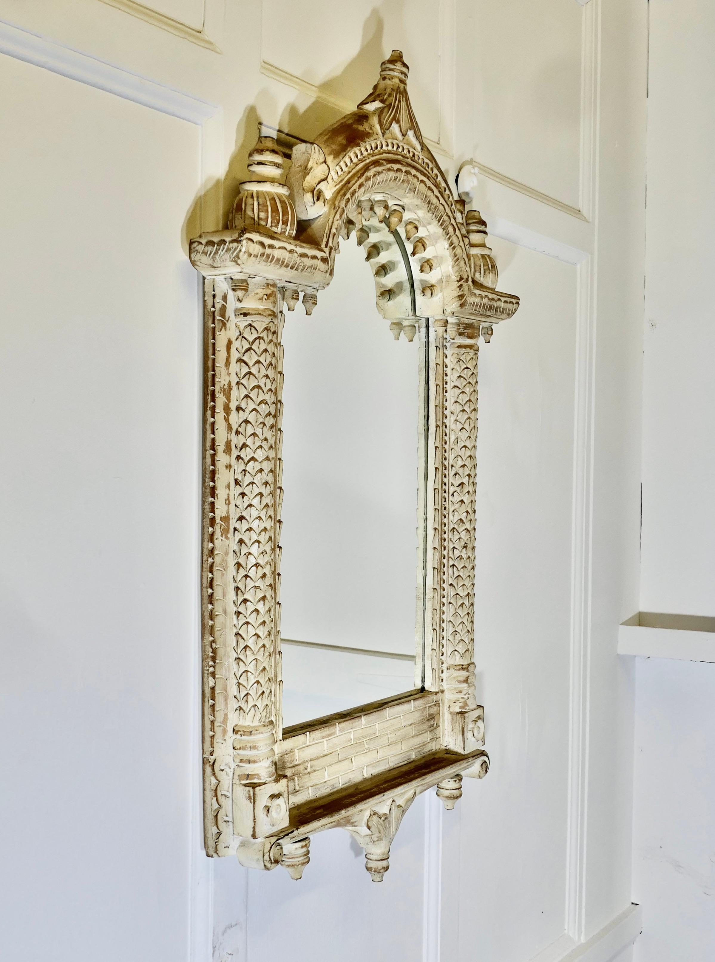 A North African Painted Tall Arched Wall Mirror  A lovely piece In Good Condition In Godshill, Isle of Wight