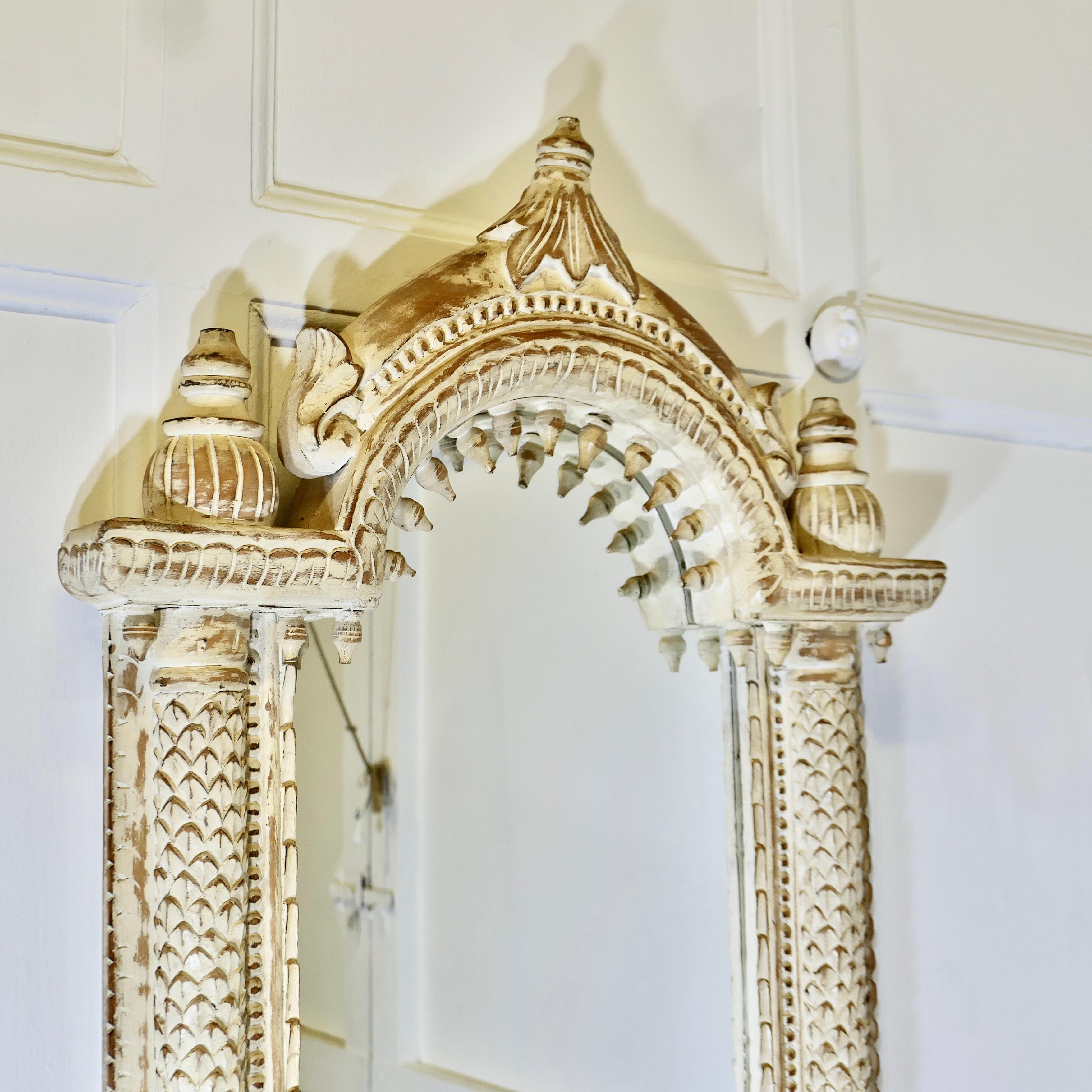 Early 20th Century A North African Painted Tall Arched Wall Mirror  A lovely piece