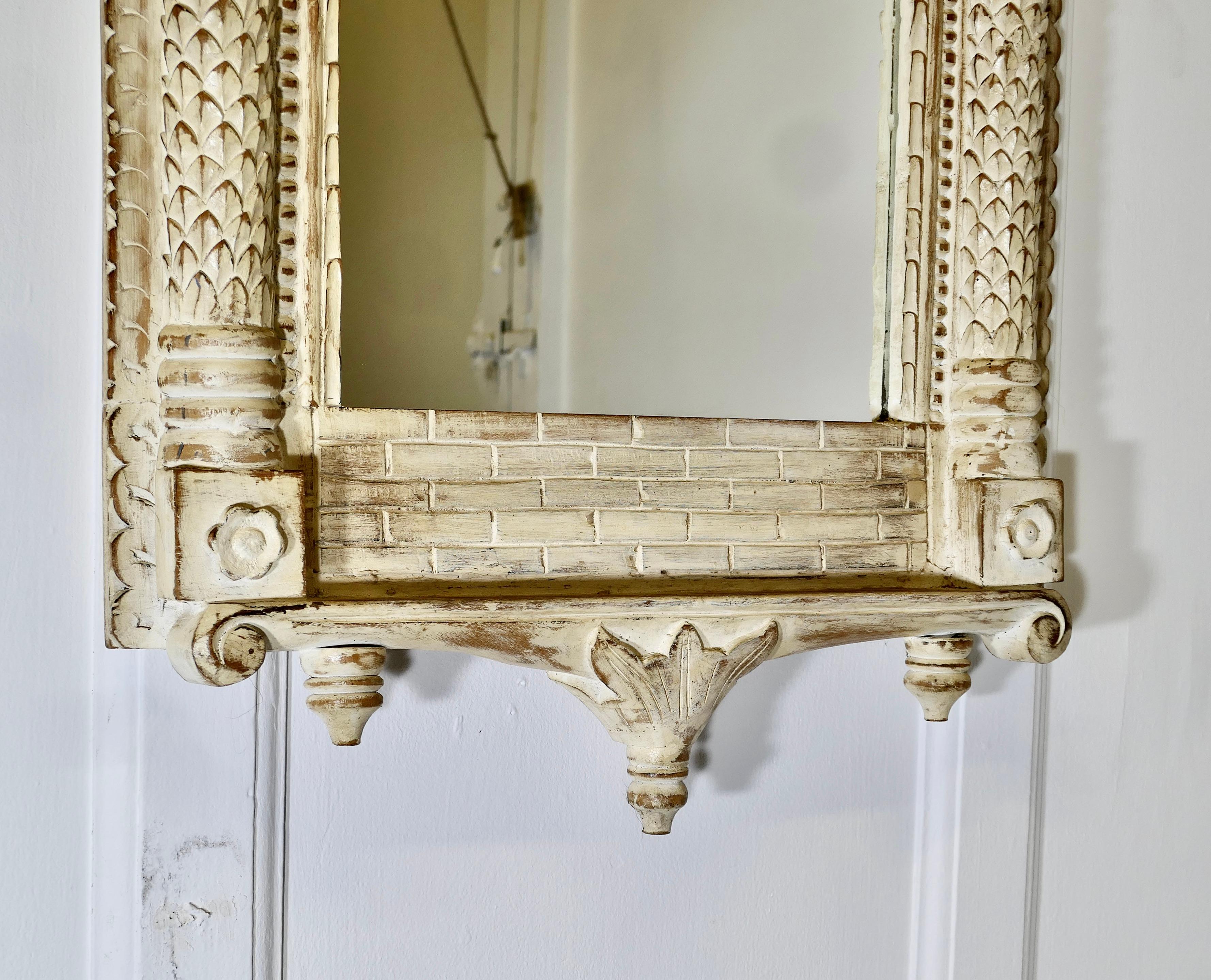 Pine A North African Painted Tall Arched Wall Mirror  A lovely piece