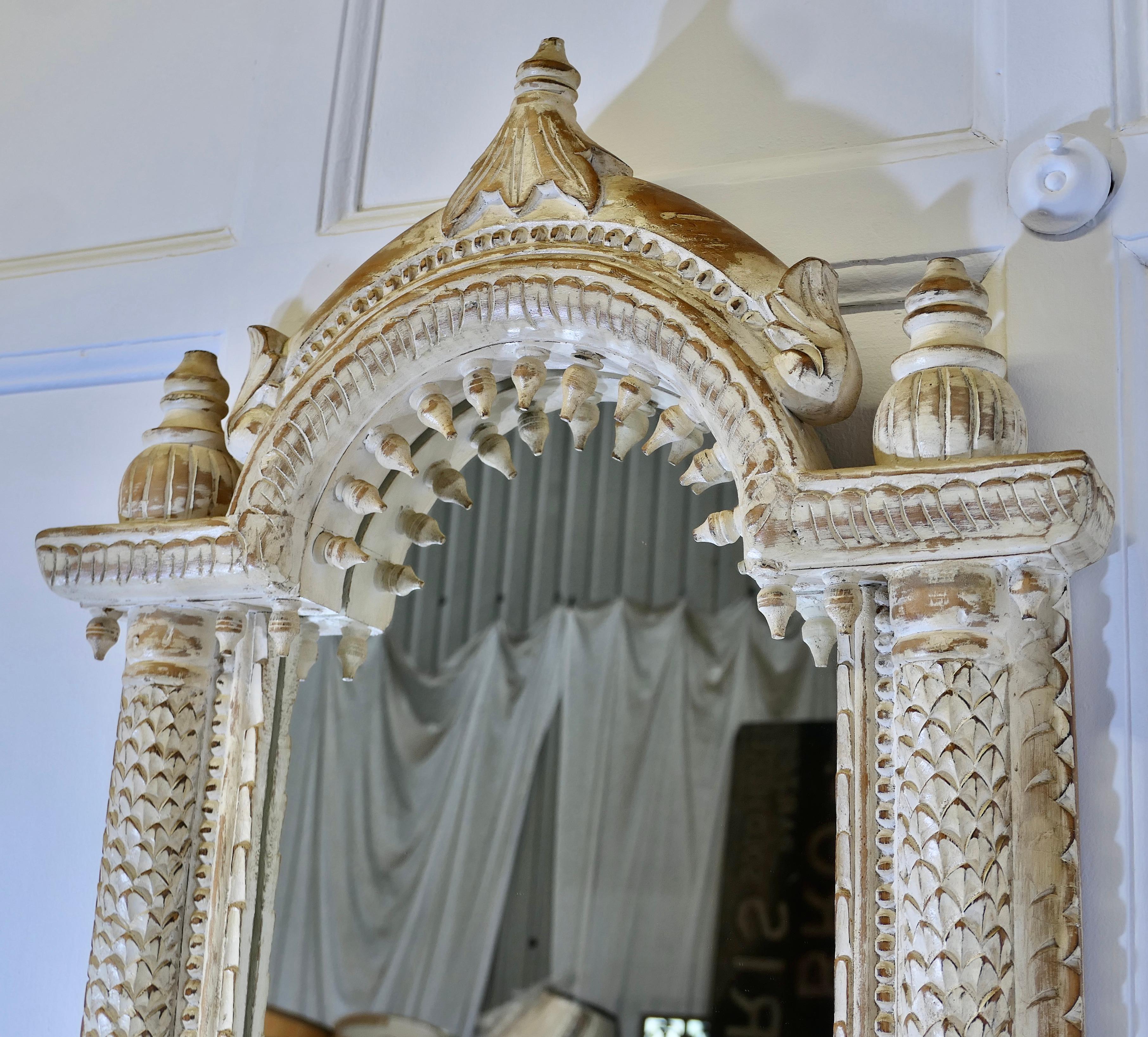 A North African Painted Tall Arched Wall Mirror  A lovely piece 1