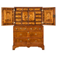 A North European 18th Century Walnut Marquetry Cabinet on Chest.