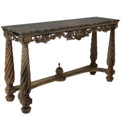 Northern Italian Carved Console with Marble Top