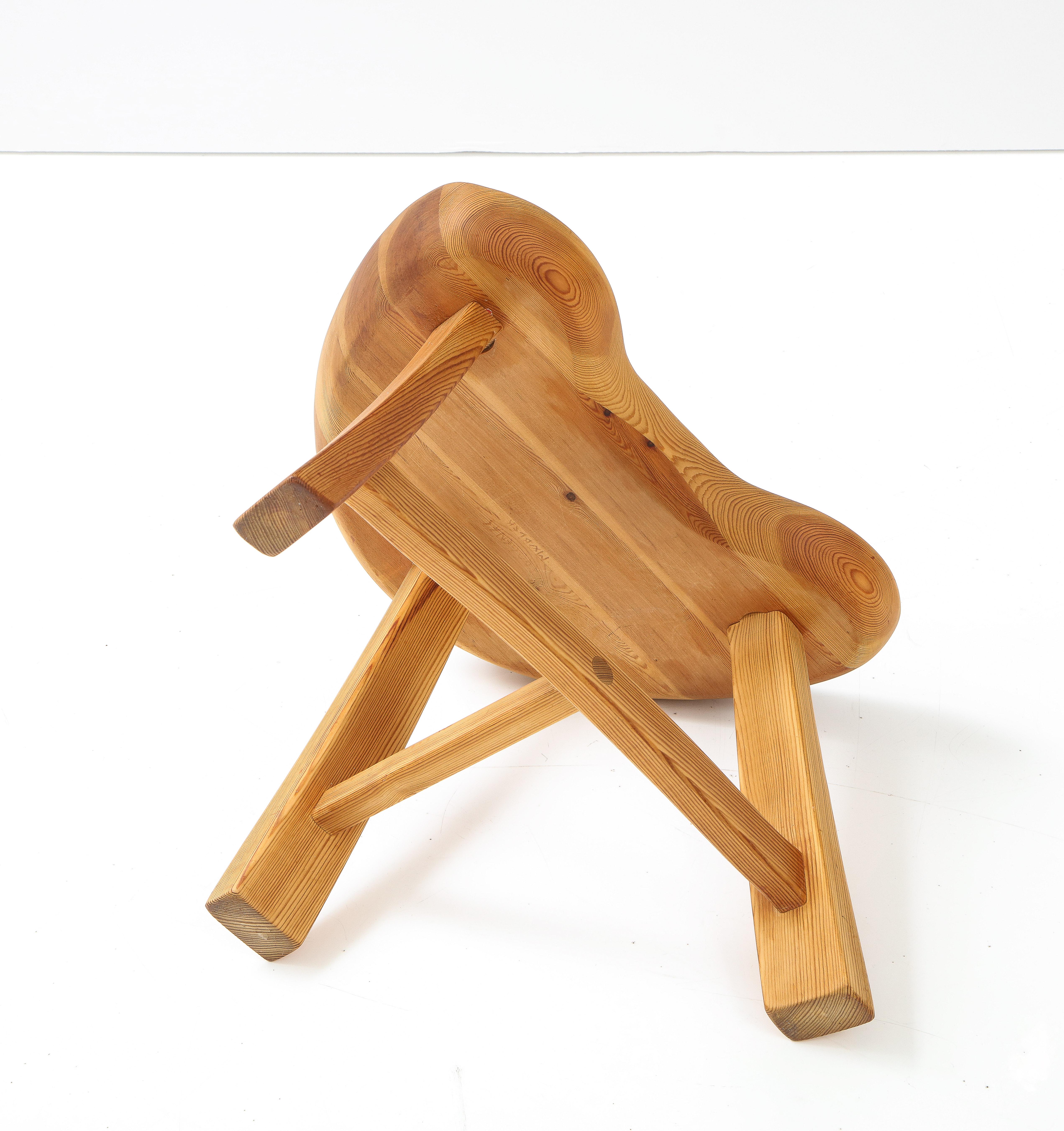 Norwegian Pine Stool, Krogenæs Møbler, Ca 1950s For Sale 6