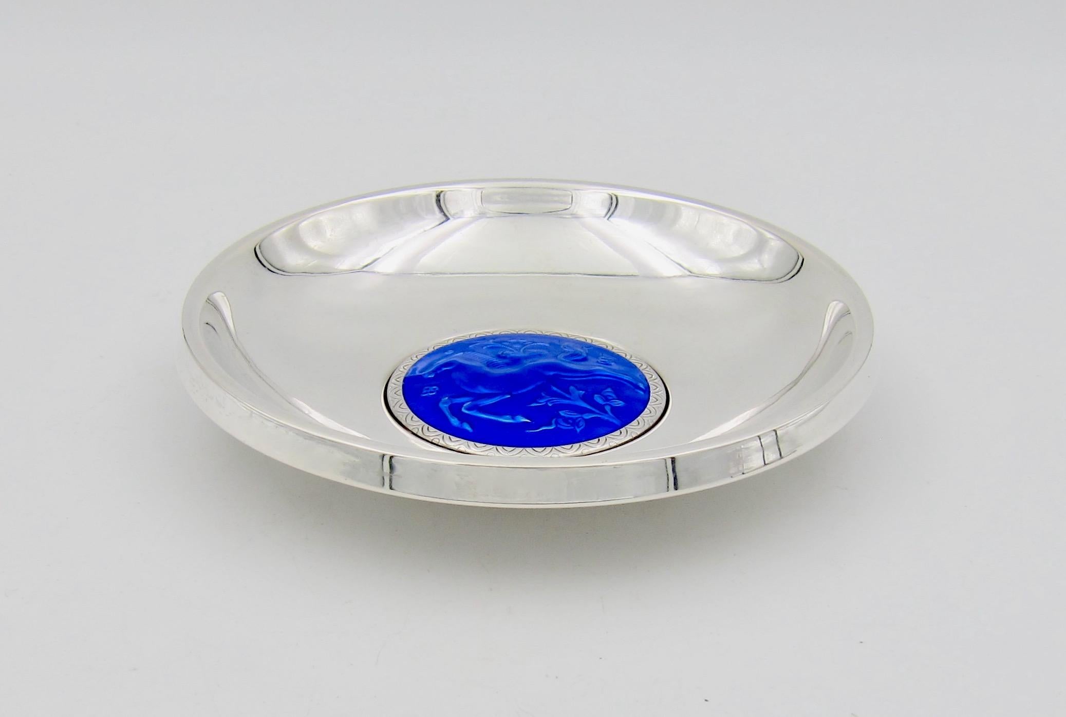 Norwegian Silver and Enamel Art Deco Bowl by Ottar Hval of Oslo In Good Condition In Los Angeles, CA