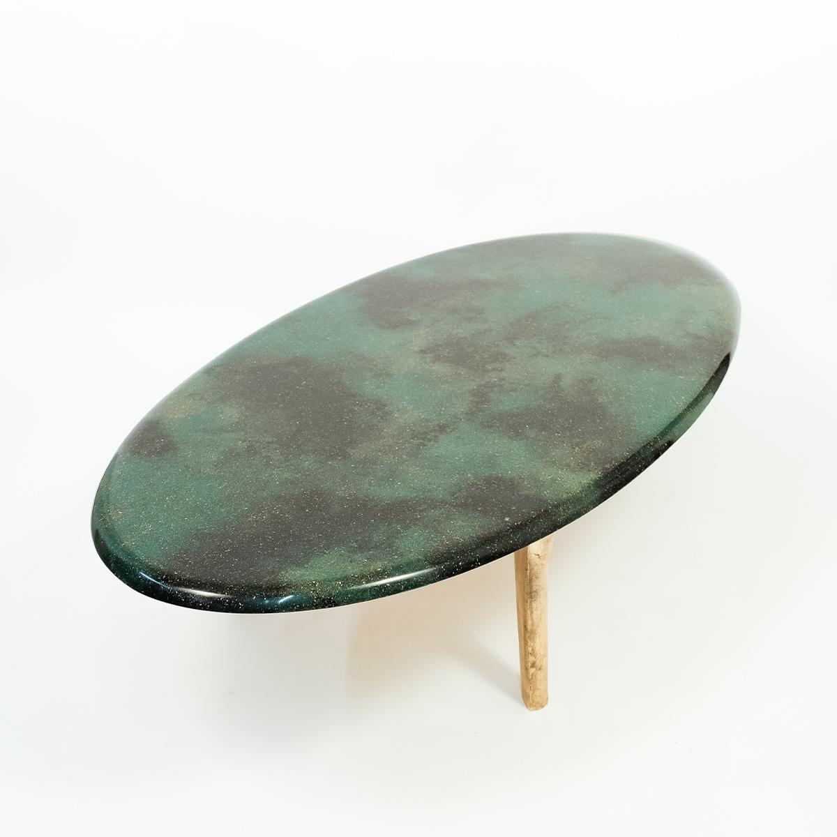 Modern 21st Century Collectible Design, A Noste Bronze Leaf and Sawdust Resin Low Table