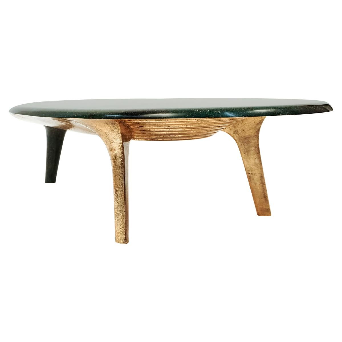 21st Century Collectible Design, A Noste Bronze Leaf and Sawdust Resin Low Table