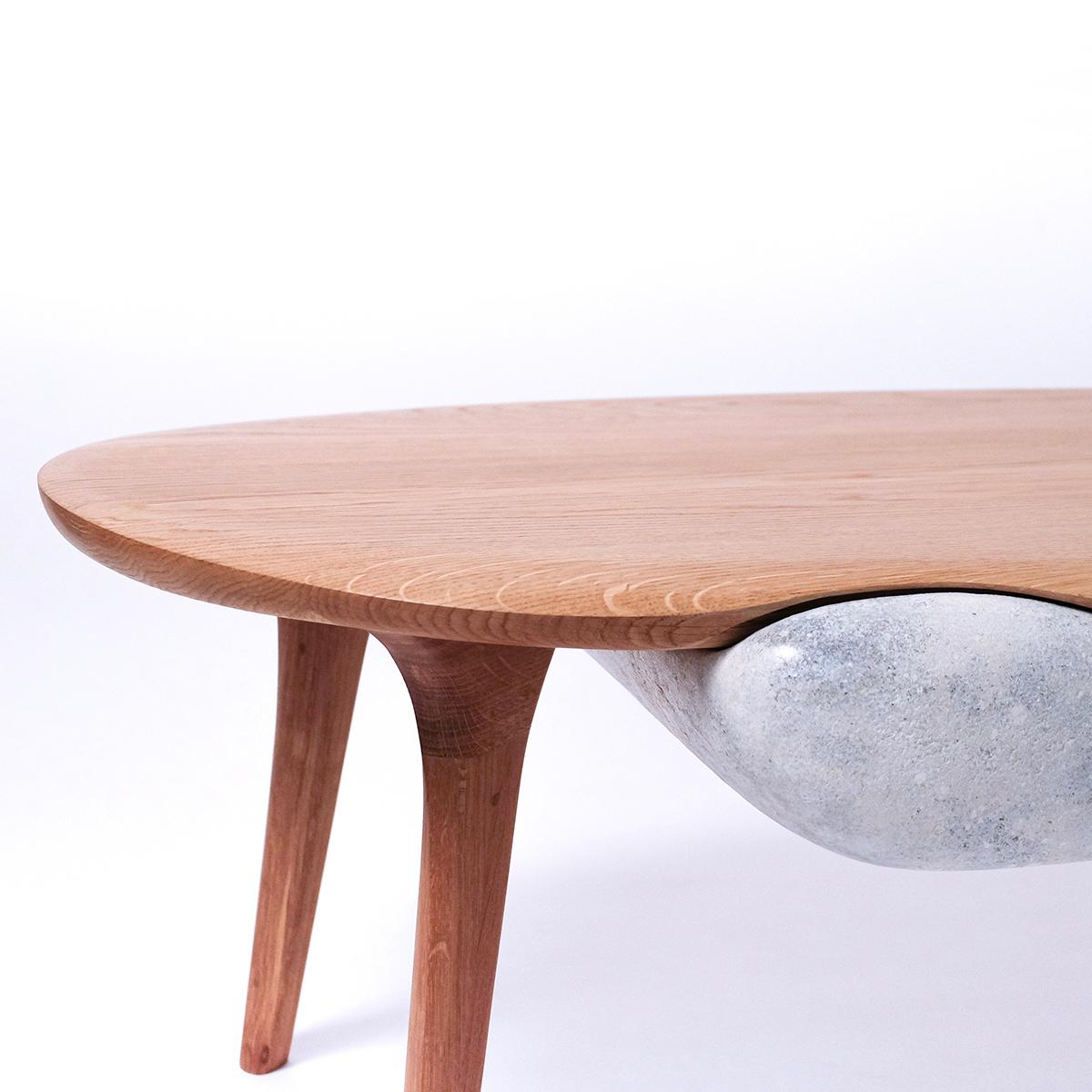 A Noste Collection 21st Century Collectible Design Hand Carved Oak Coffee Table  In New Condition In Paris, FR