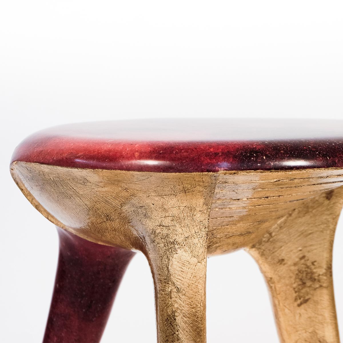 Modern Noste Stool Wood and Pigment Resin
