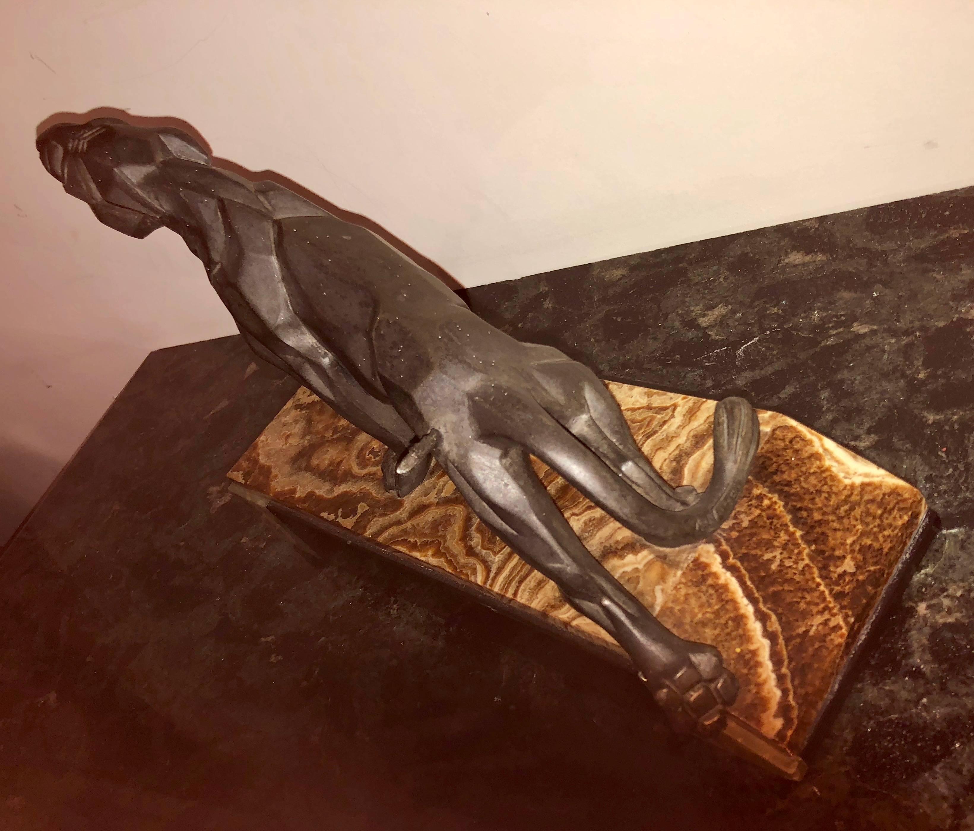 A.  Art Deco French Cubist Panther Sculpture For Sale 9