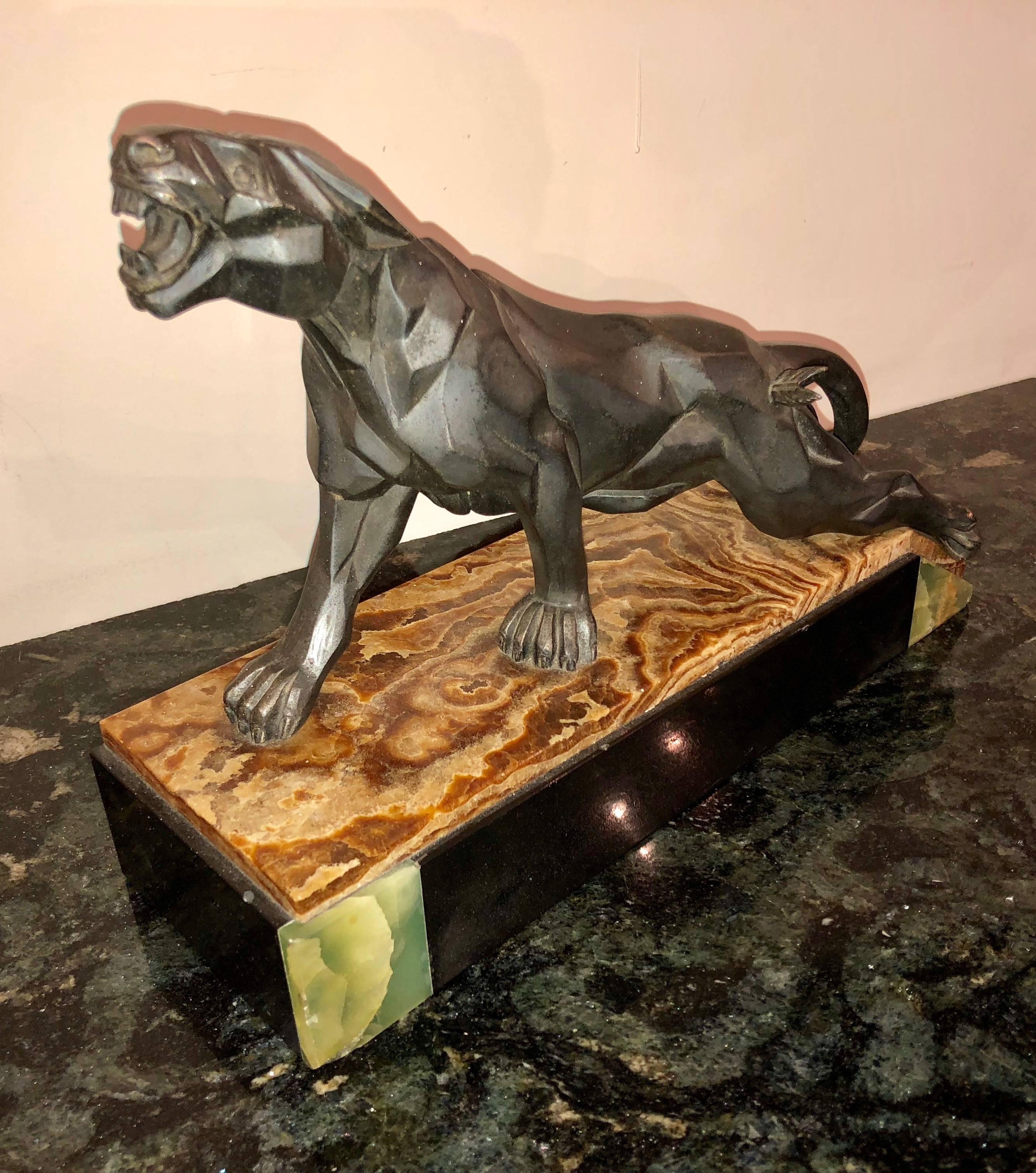 A.  Art Deco French Cubist Panther Sculpture For Sale 8