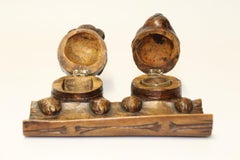 Novelty Cat and Dog Carved Black Forest Writing Stand, 1900