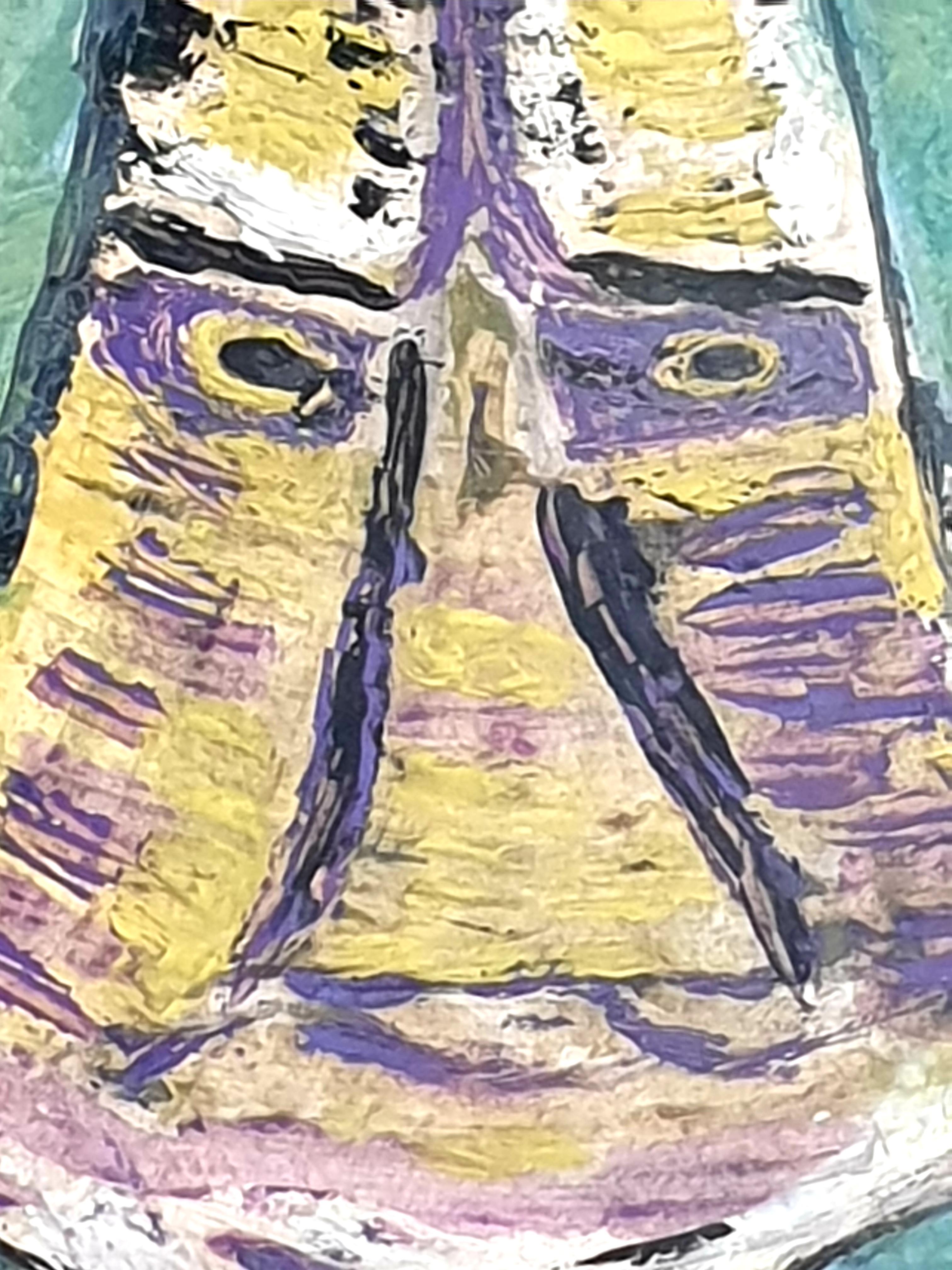 Figura Fantástica Estilo CoBRA Expresionista Abstracto. Acrílico sobre cartulina. - Painting Arte marginal de A Nuchy