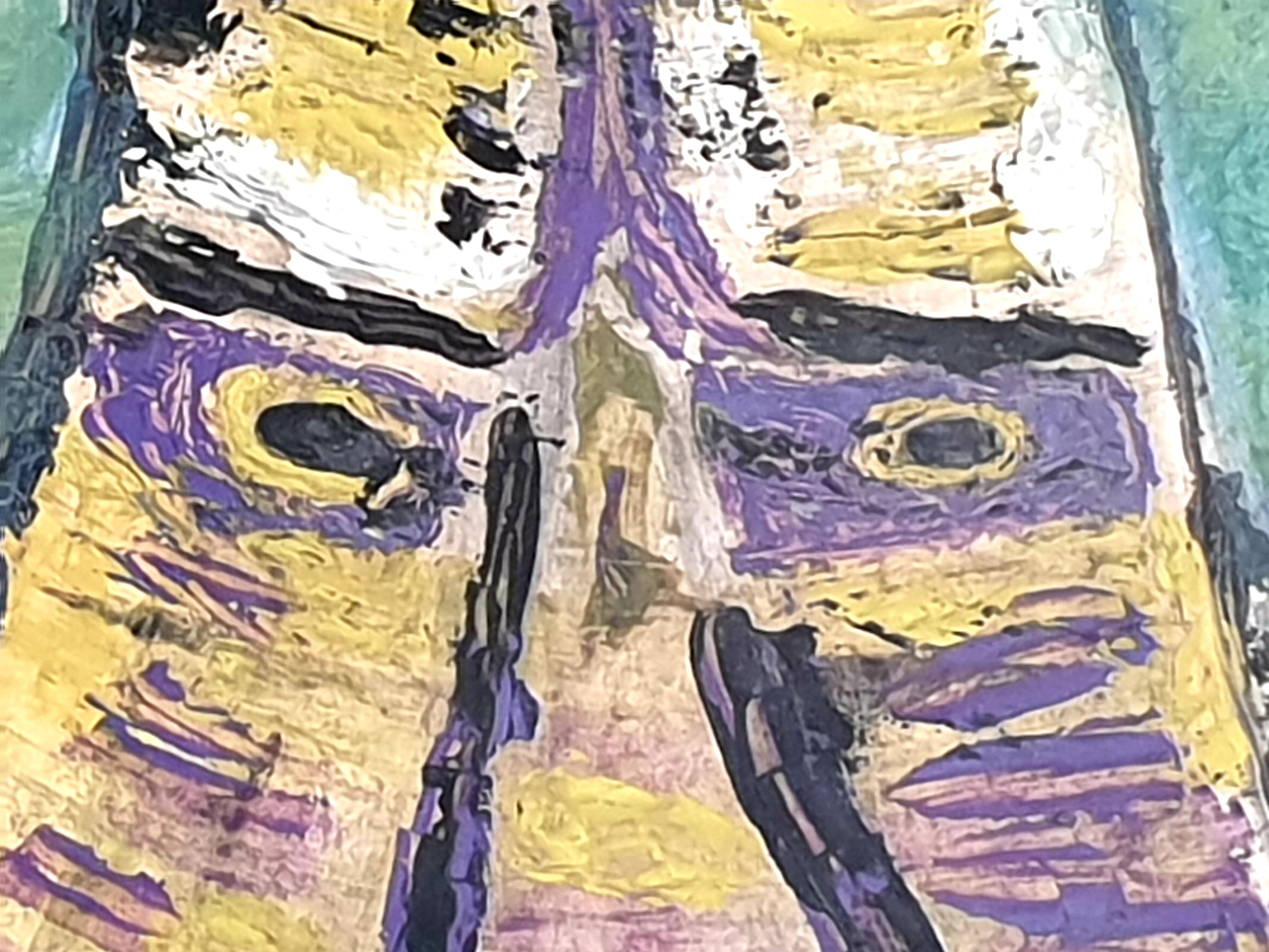 Figura Fantástica Estilo CoBRA Expresionista Abstracto. Acrílico sobre cartulina. - Abstract Painting Gris de A Nuchy