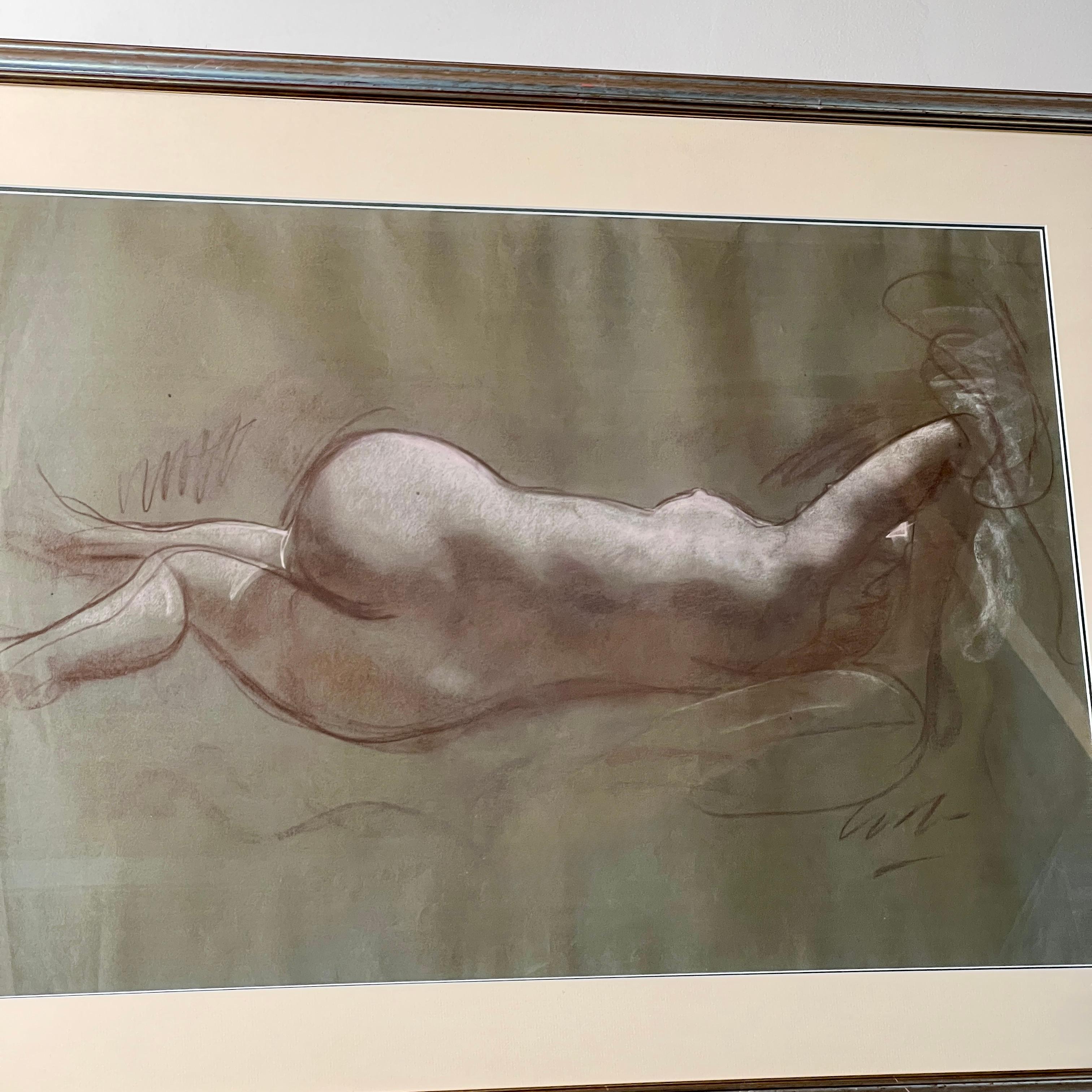 English A Nude Life Study In Charcoal And Chalk For Sale