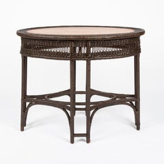 Oak and Rattan Oval Table