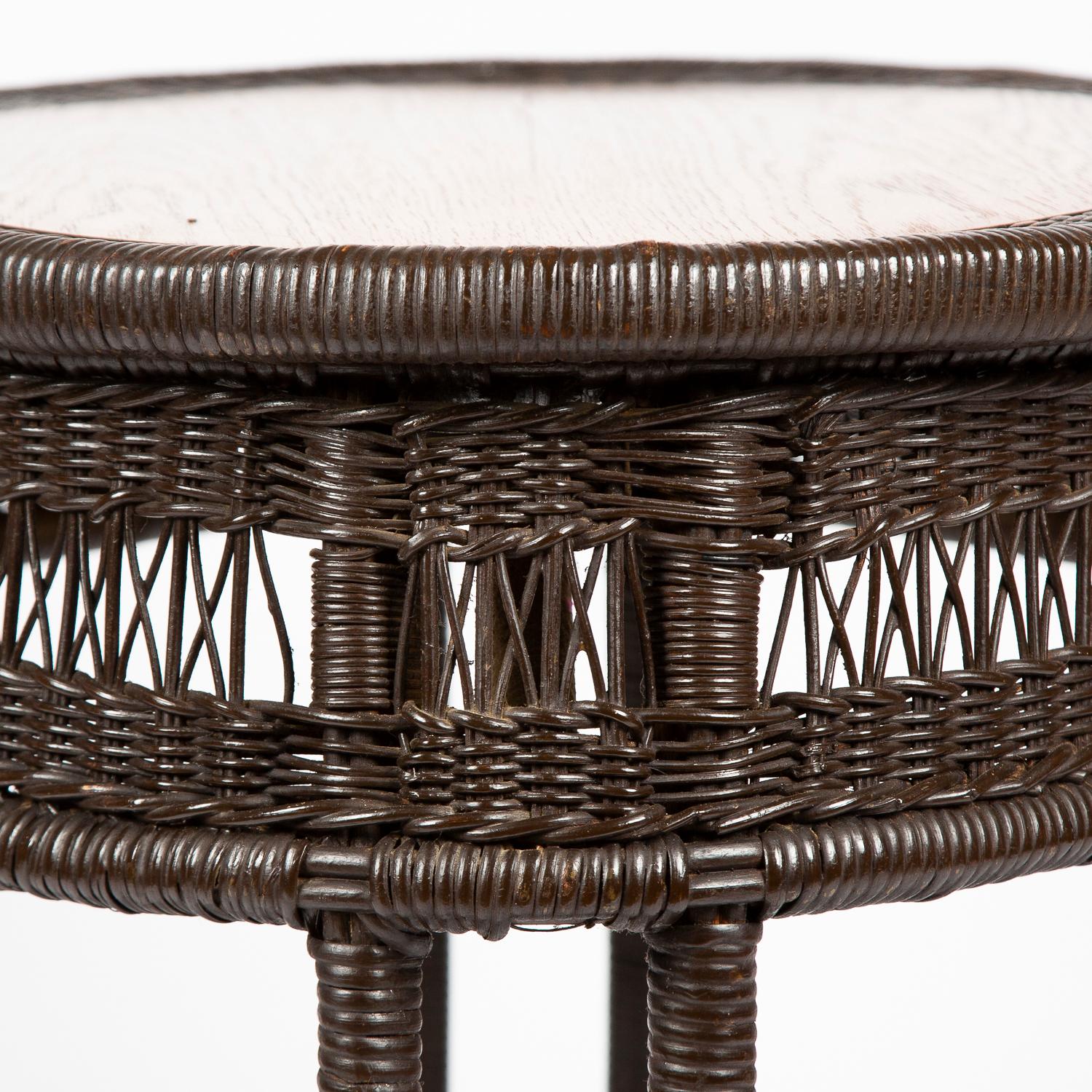 19th Century Oak and Rattan Oval Table For Sale