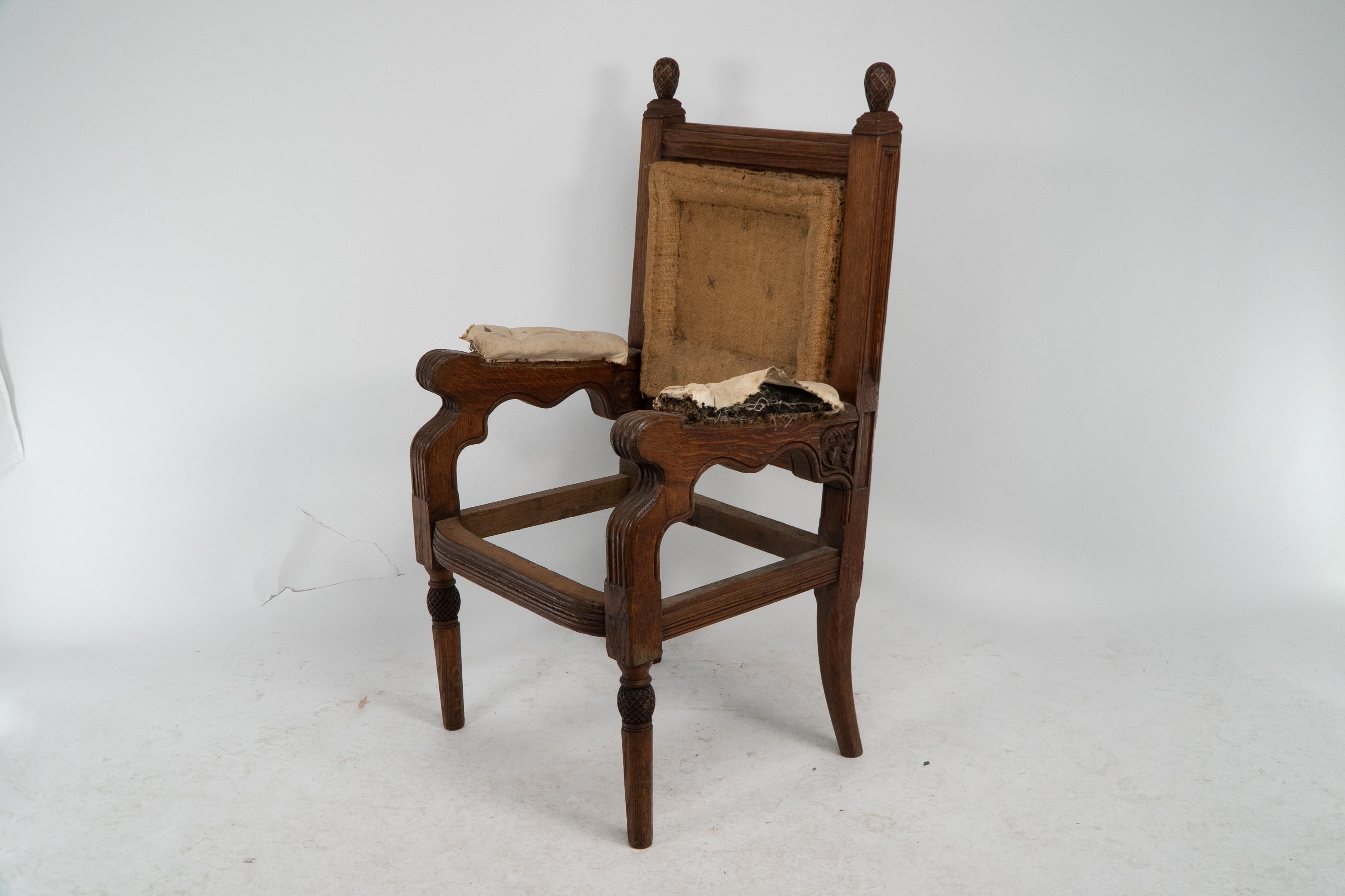 Gothic Revival George Edmund Street. Judges armchair designed for The Royal Courts of Justice. For Sale