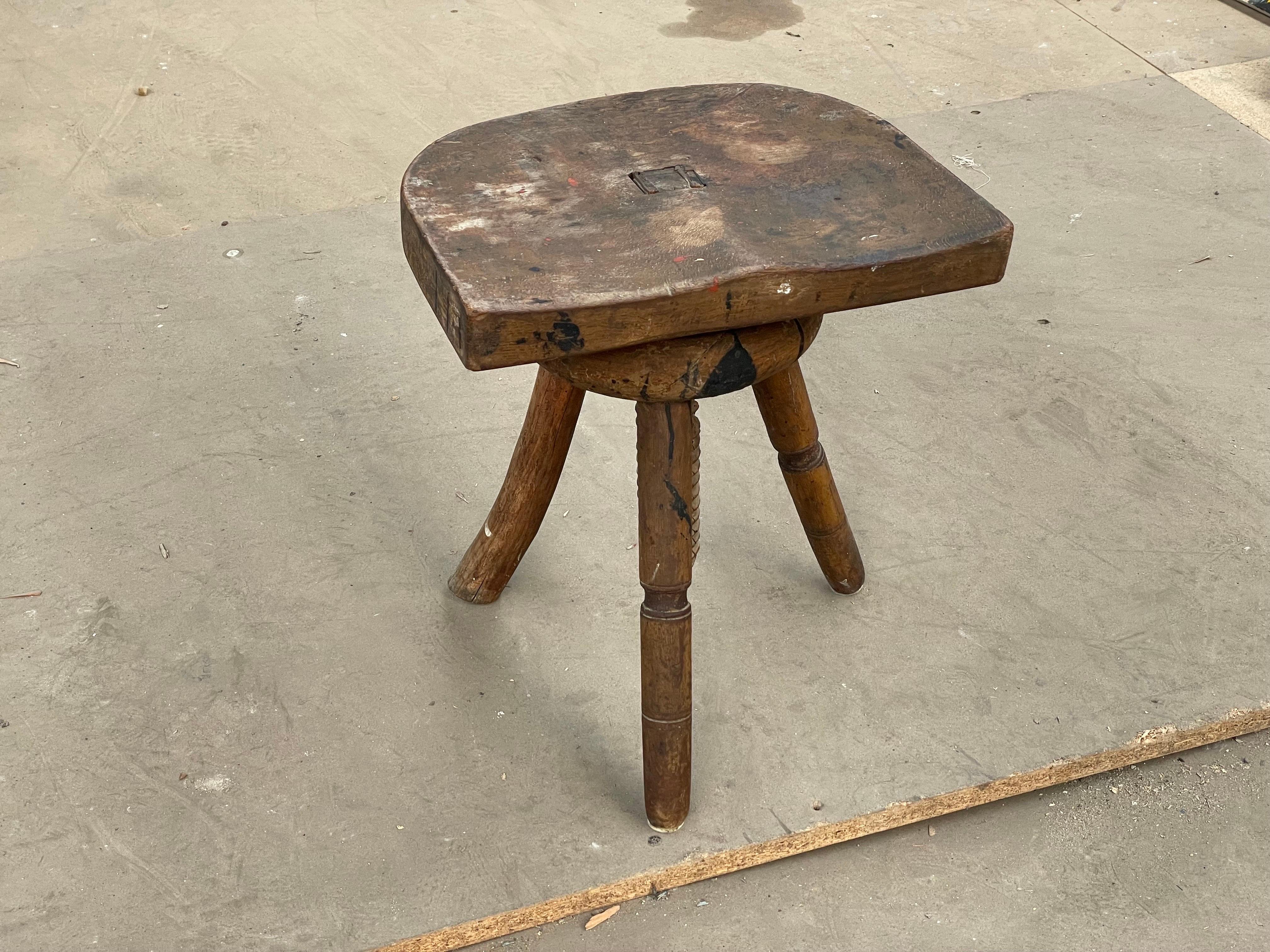 One of a Kind Antique Danish Stool For Sale 5