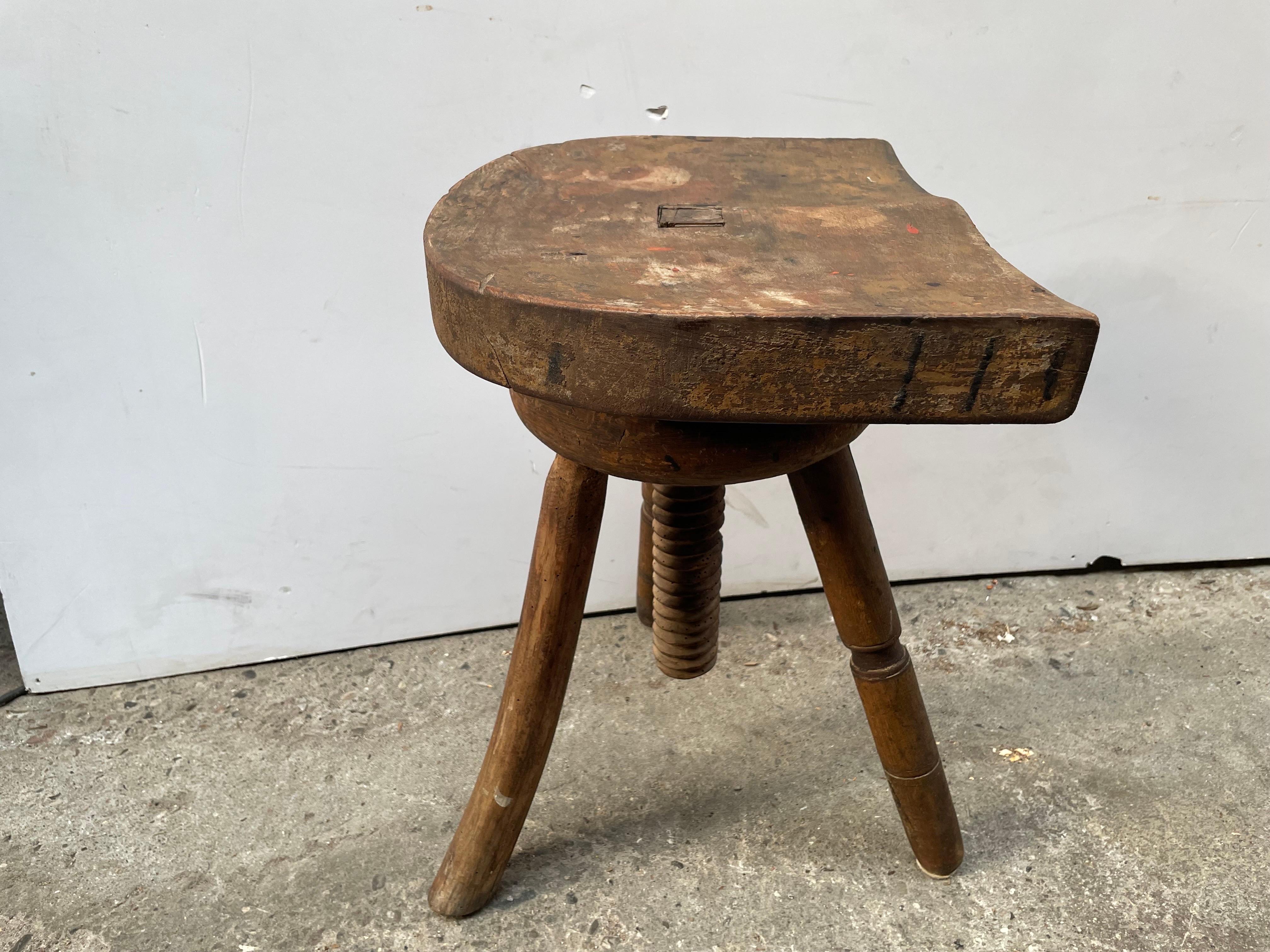 One of a Kind Antique Danish Stool In Fair Condition For Sale In Copenhagen, DK