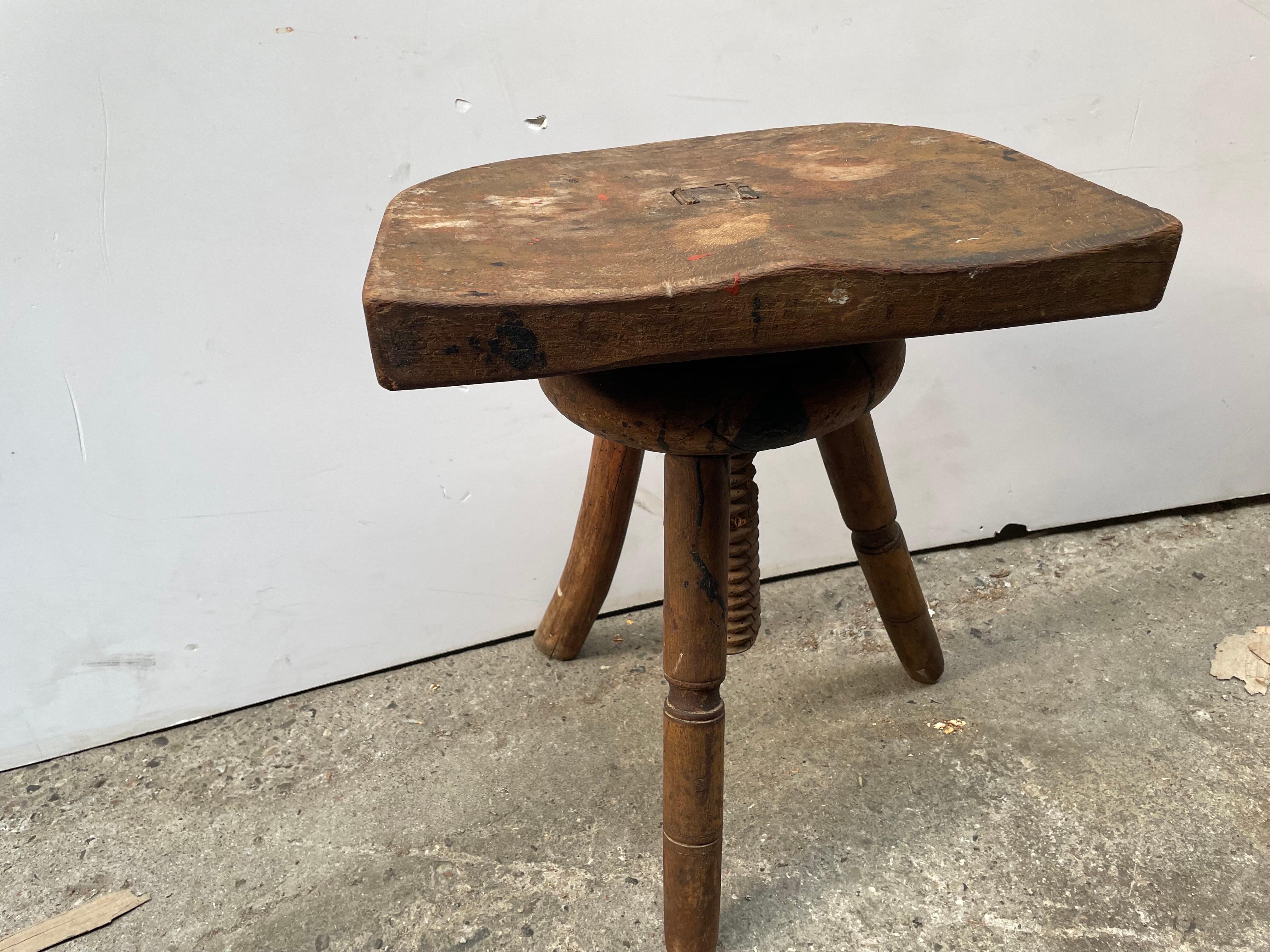 Oak One of a Kind Antique Danish Stool For Sale