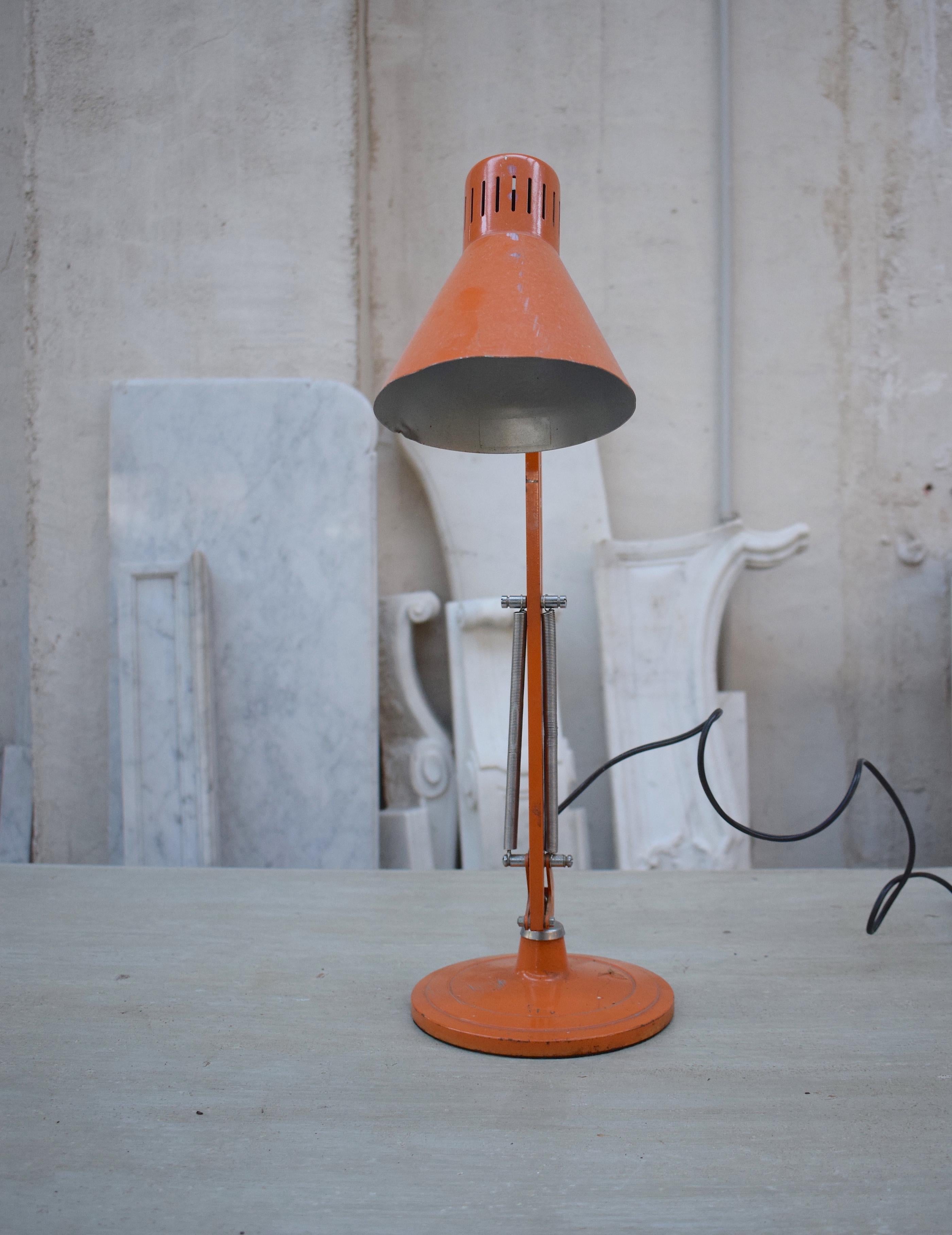 Orange Industrial 1970s Angel Poise Style Desk Lamp 1