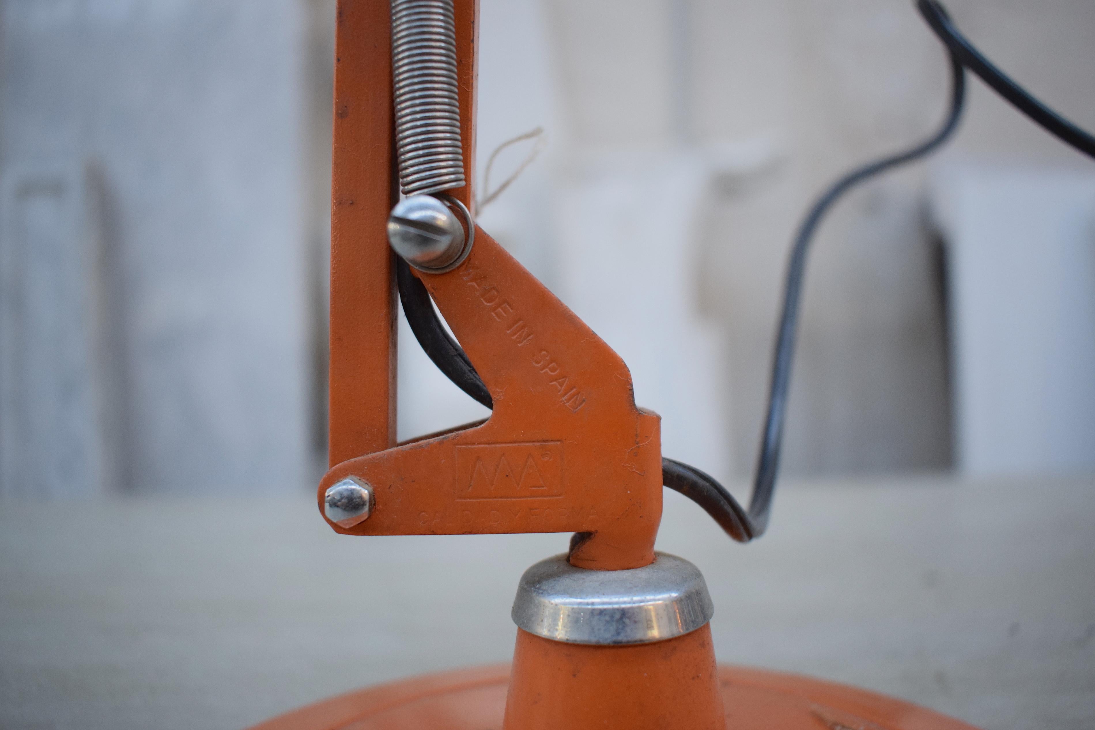 Orange Industrial 1970s Angel Poise Style Desk Lamp 2