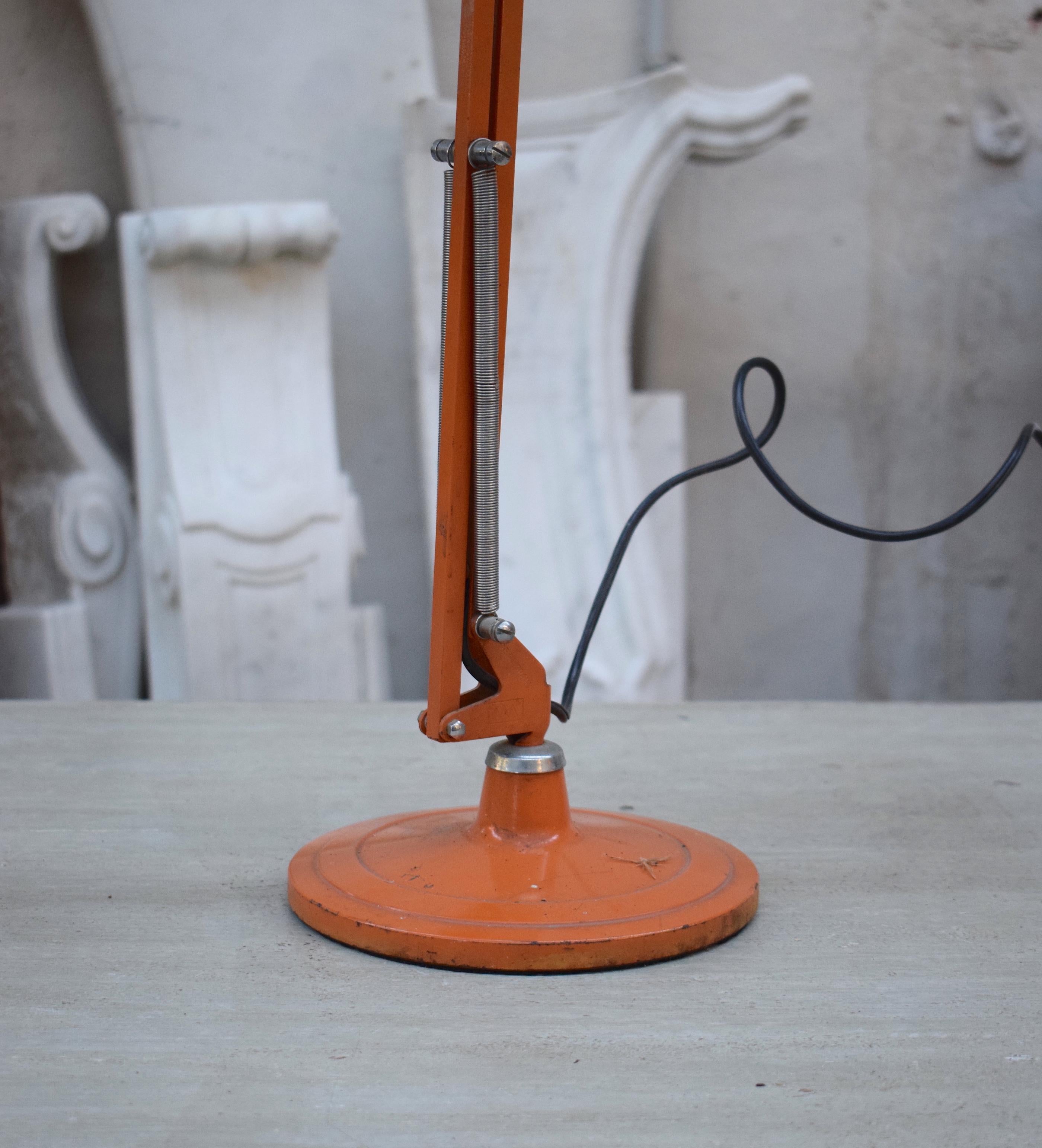 Spanish Orange Industrial 1970s Angel Poise Style Desk Lamp