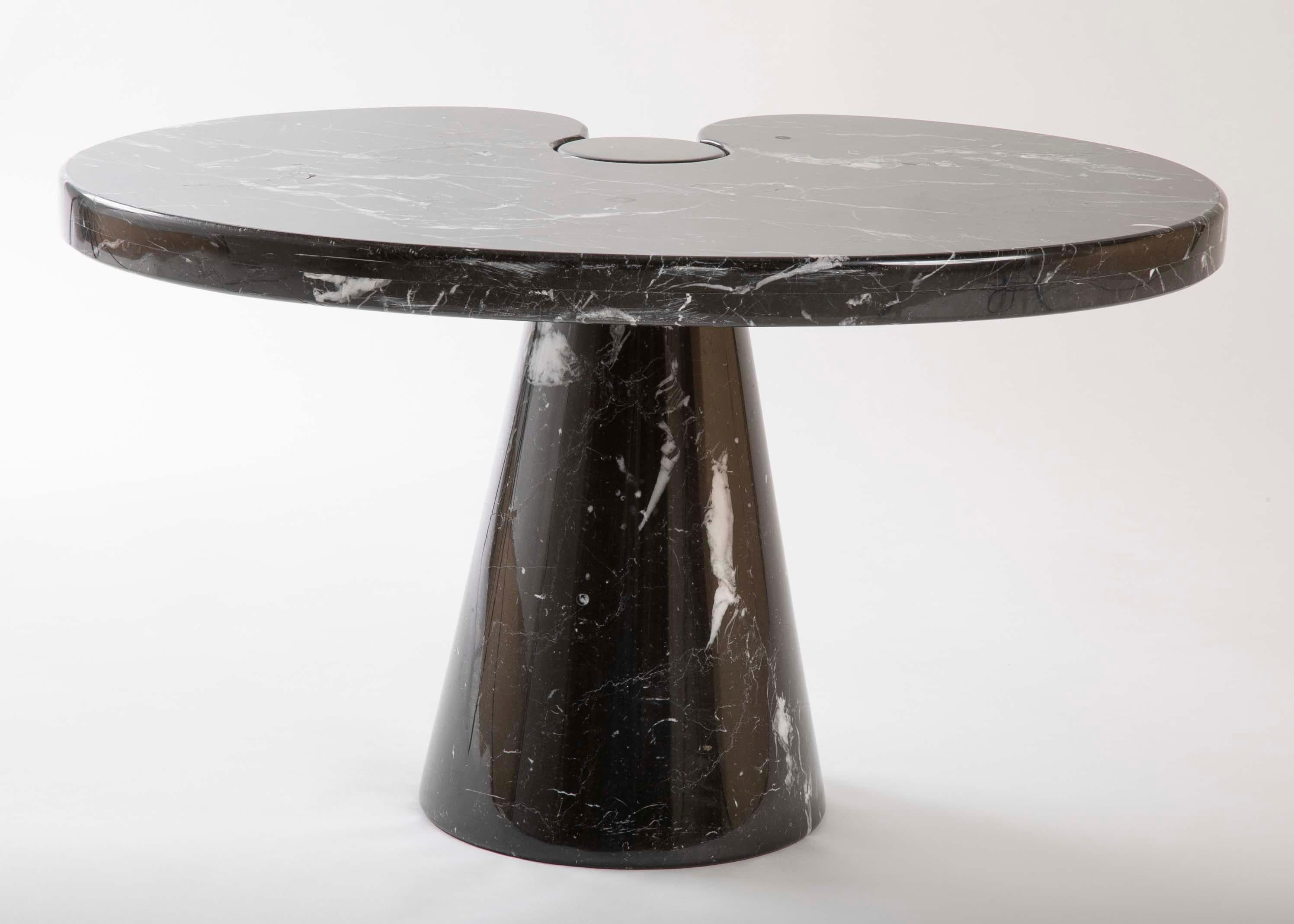 Organic Modern Organic Form Nero Marquina Marble Side Table Designed by Angelo Mangiarotti